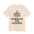 KEEP CALM AND EMBRACE THE CHANGE T-Shirt (Soft Cream–Heather Mauve)