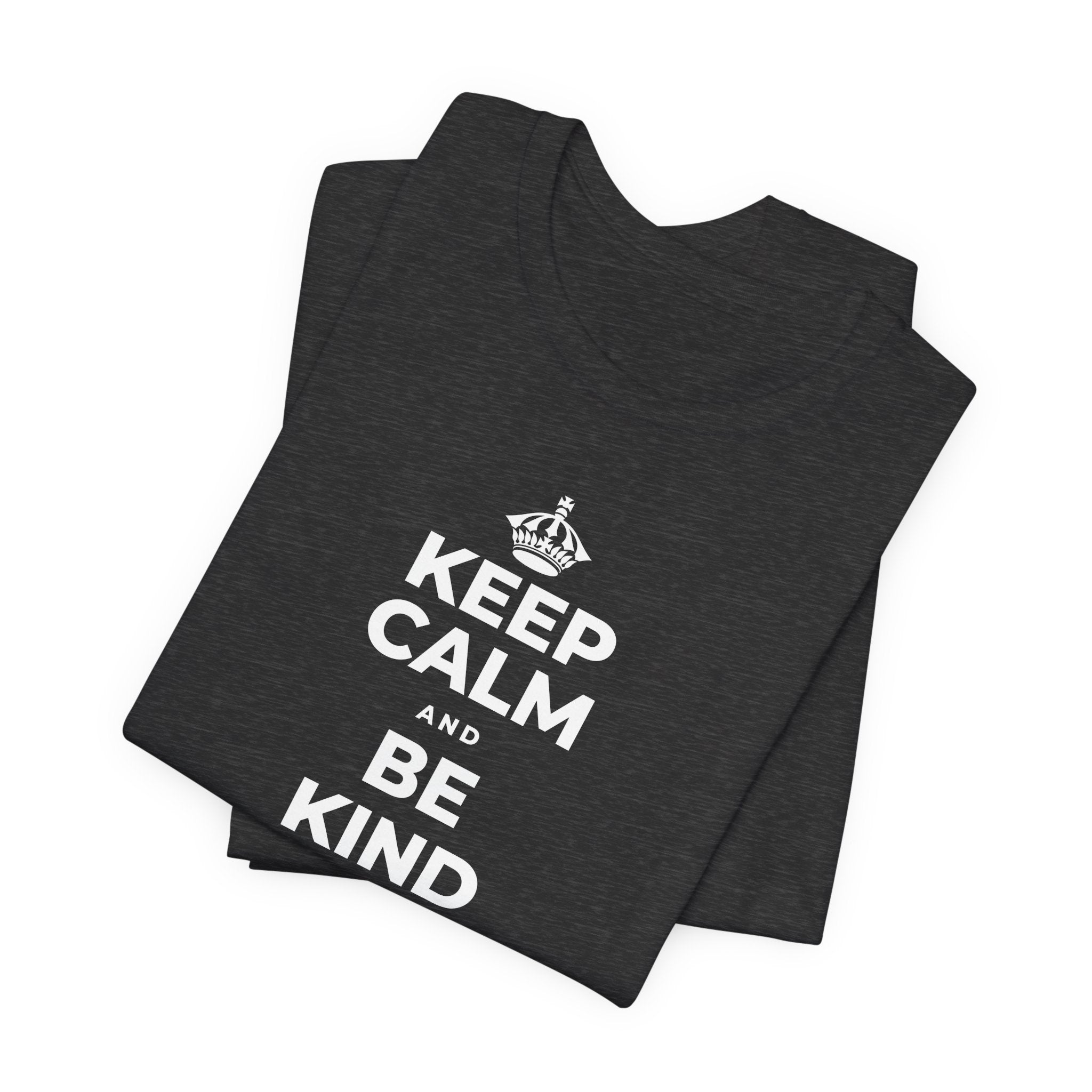 KEEP CALM AND BE KIND TO THE NEW KID T-Shirt (White–Asphalt)