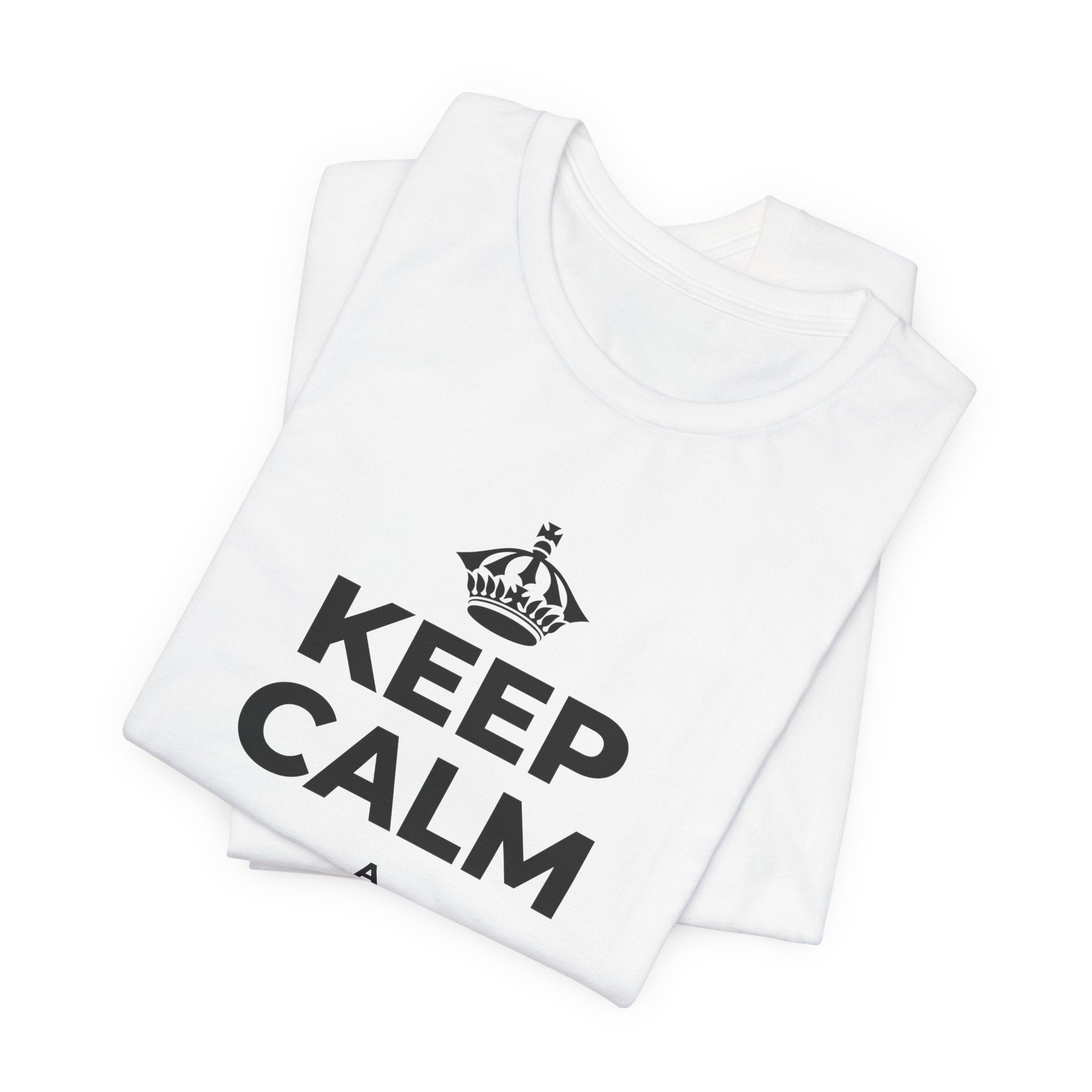 KEEP CALM A HOLO ME IA T-Shirt (White–Asphalt)