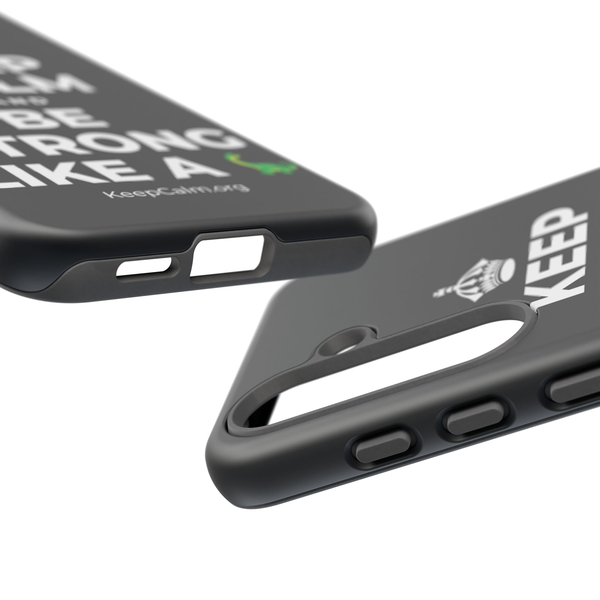 KEEP CALM AND BE STRONG LIKE A 🦕 Phone Case (Dark)