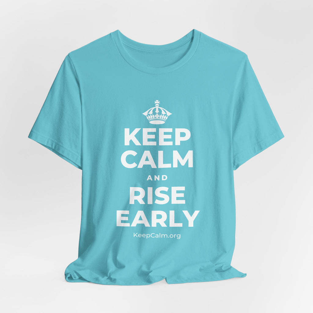 KEEP CALM AND RISE EARLY T-Shirt (Soft Cream–Heather Mauve)