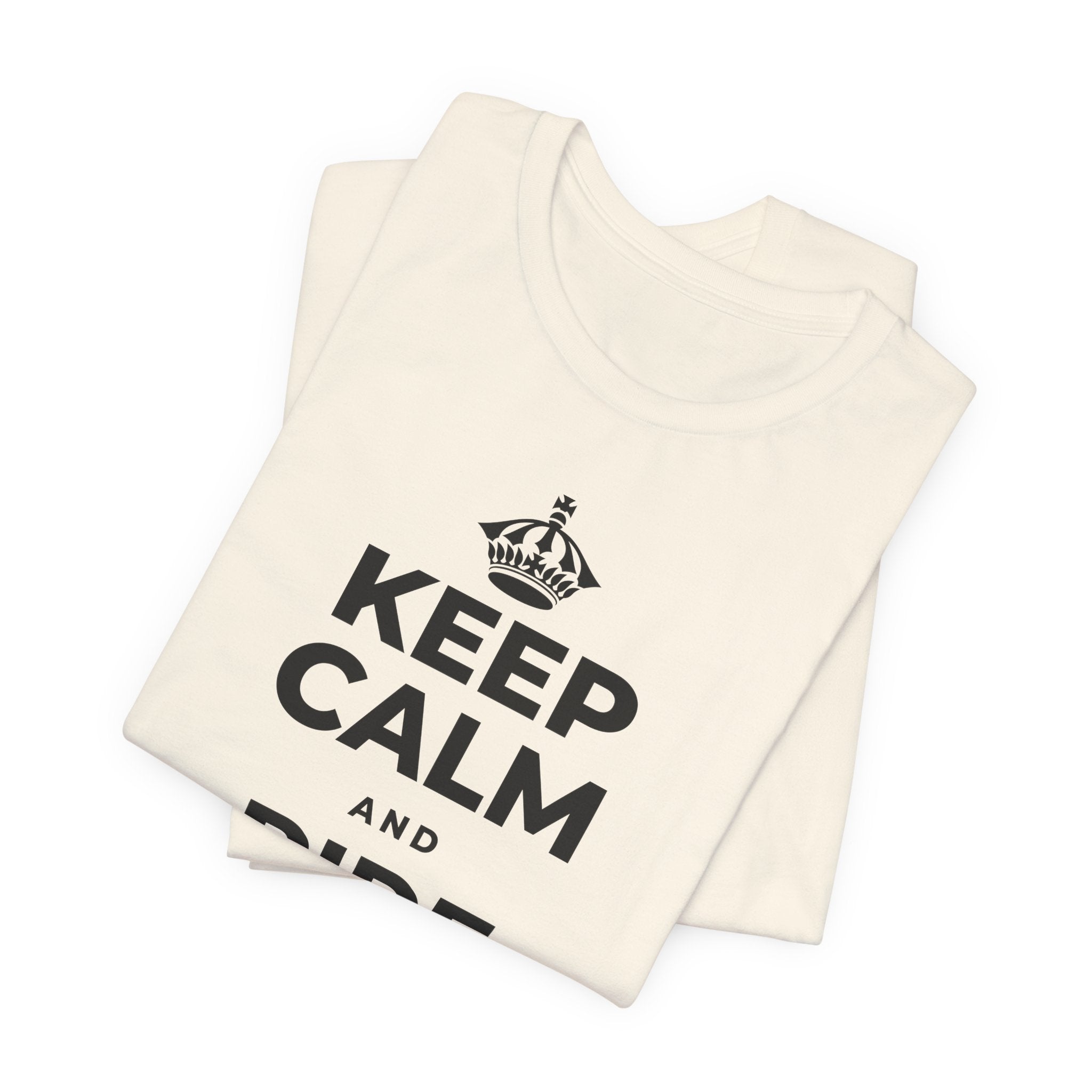 KEEP CALM AND RIDE THE WAVE T-Shirt (White–Asphalt)
