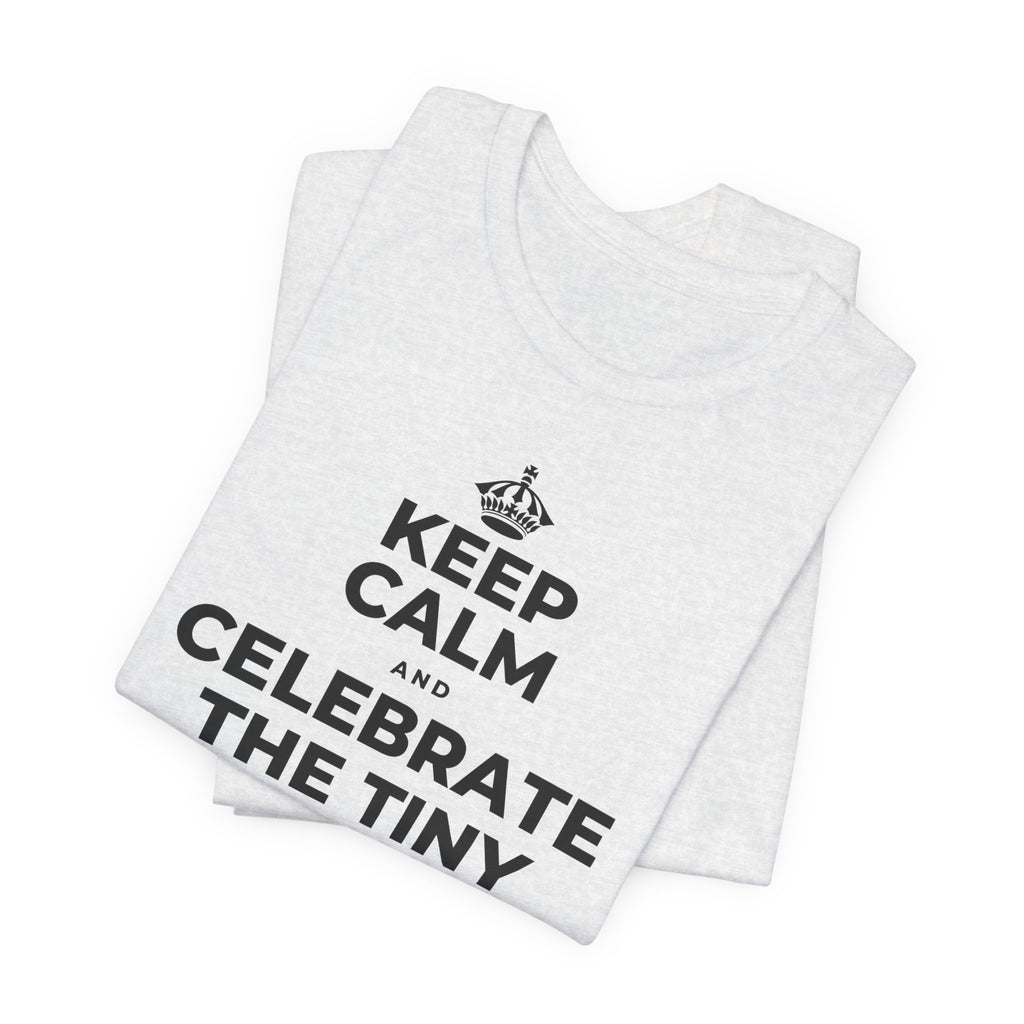 KEEP CALM AND CELEBRATE THE TINY VICTORIES EVERY SINGLE DAY T-Shirt (Soft Cream–Heather Mauve)