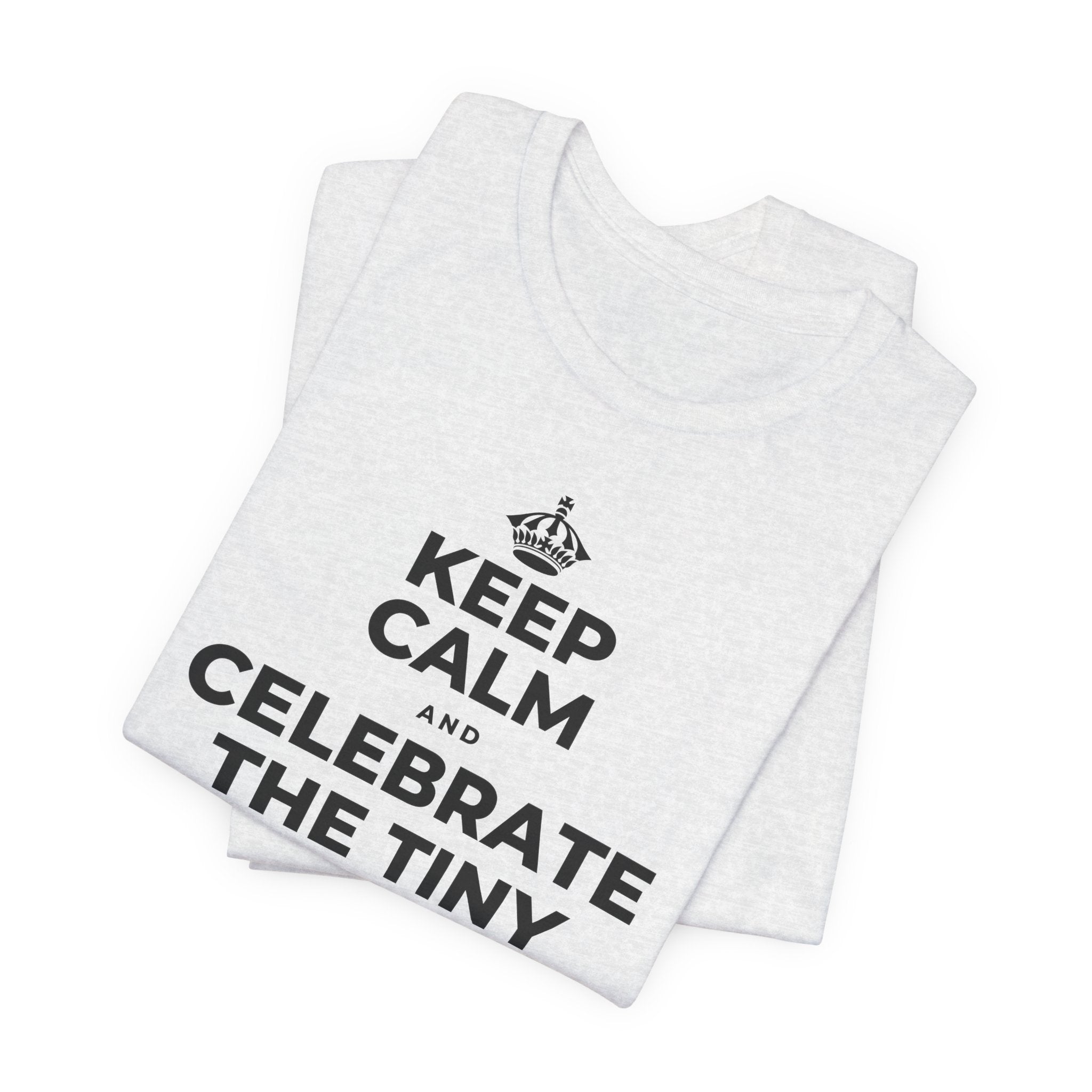 KEEP CALM AND CELEBRATE THE TINY VICTORIES EVERY SINGLE DAY T-Shirt (Soft Cream–Heather Mauve)