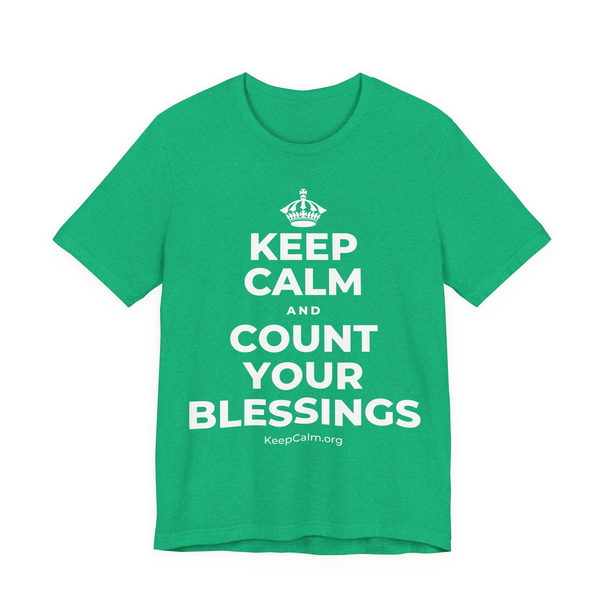 KEEP CALM AND COUNT YOUR BLESSINGS T-Shirt (Baby Blue–Silver)