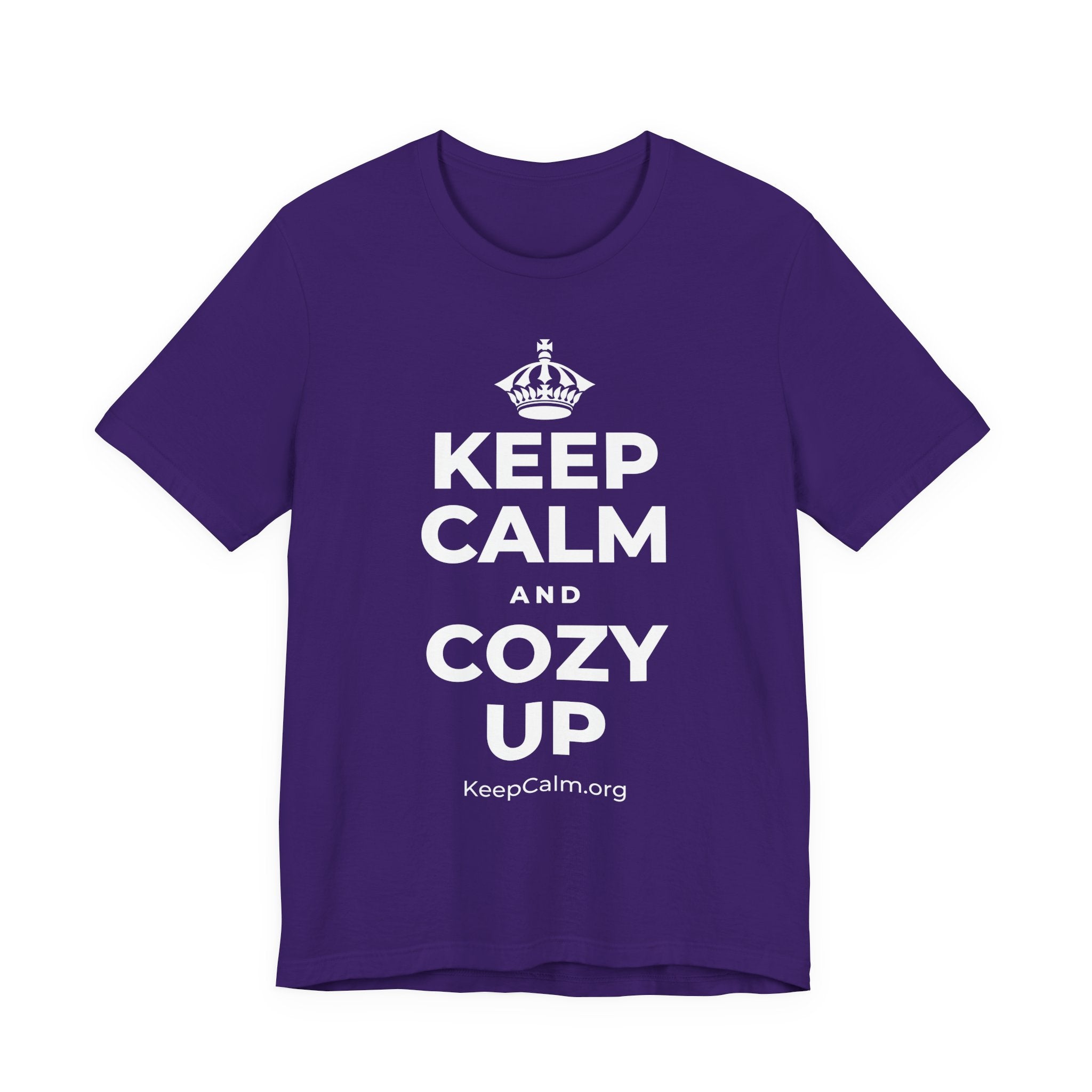 KEEP CALM AND COZY UP T-Shirt (Soft Cream–Heather Mauve)