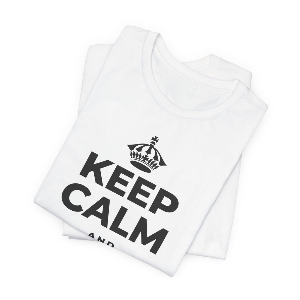 KEEP CALM AND CALL A FRIEND T-Shirt (White–Asphalt)