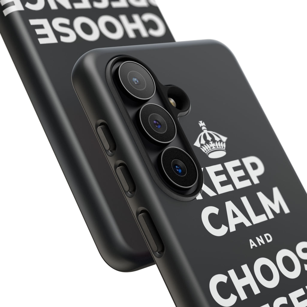 KEEP CALM AND CHOOSE PRESENCE OVER PRESENTS Phone Case (Dark)