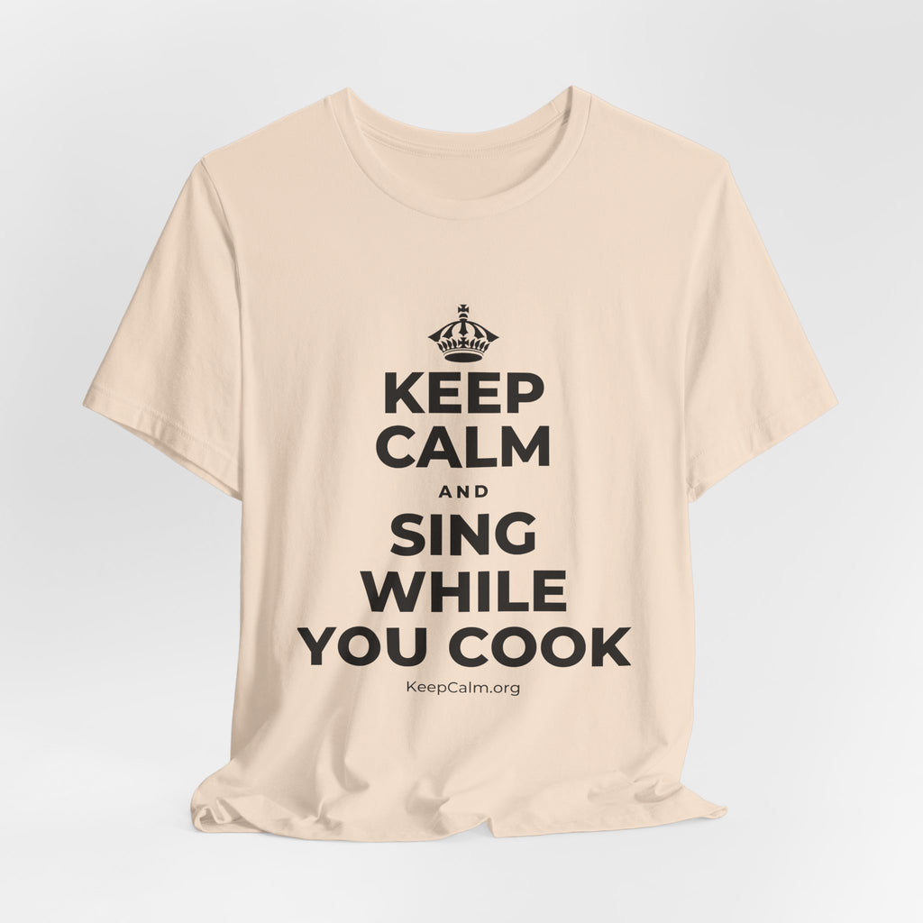 KEEP CALM AND SING WHILE YOU COOK T-Shirt (Soft Cream–Heather Mauve)