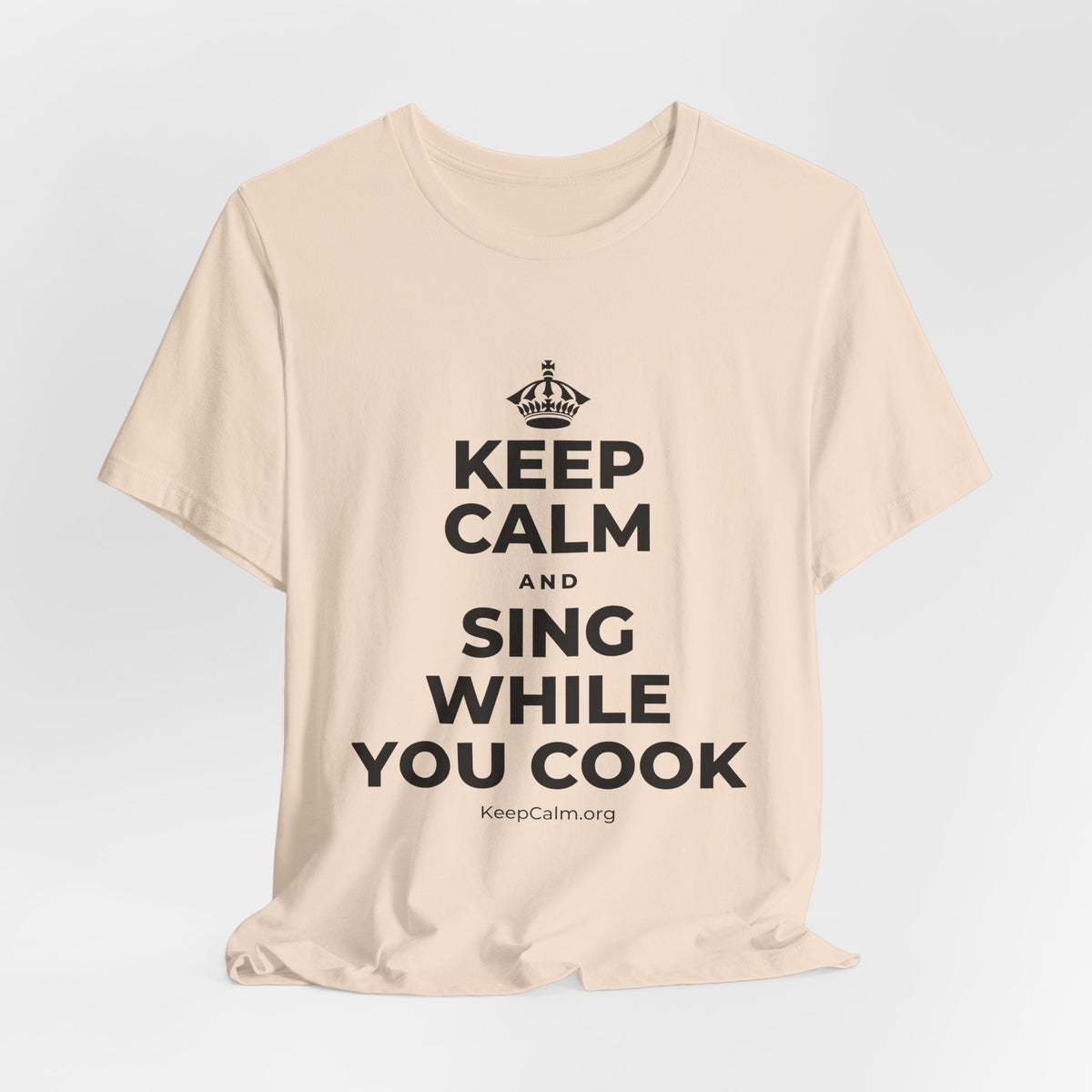 KEEP CALM AND SING WHILE YOU COOK T-Shirt (Soft Cream–Heather Mauve)