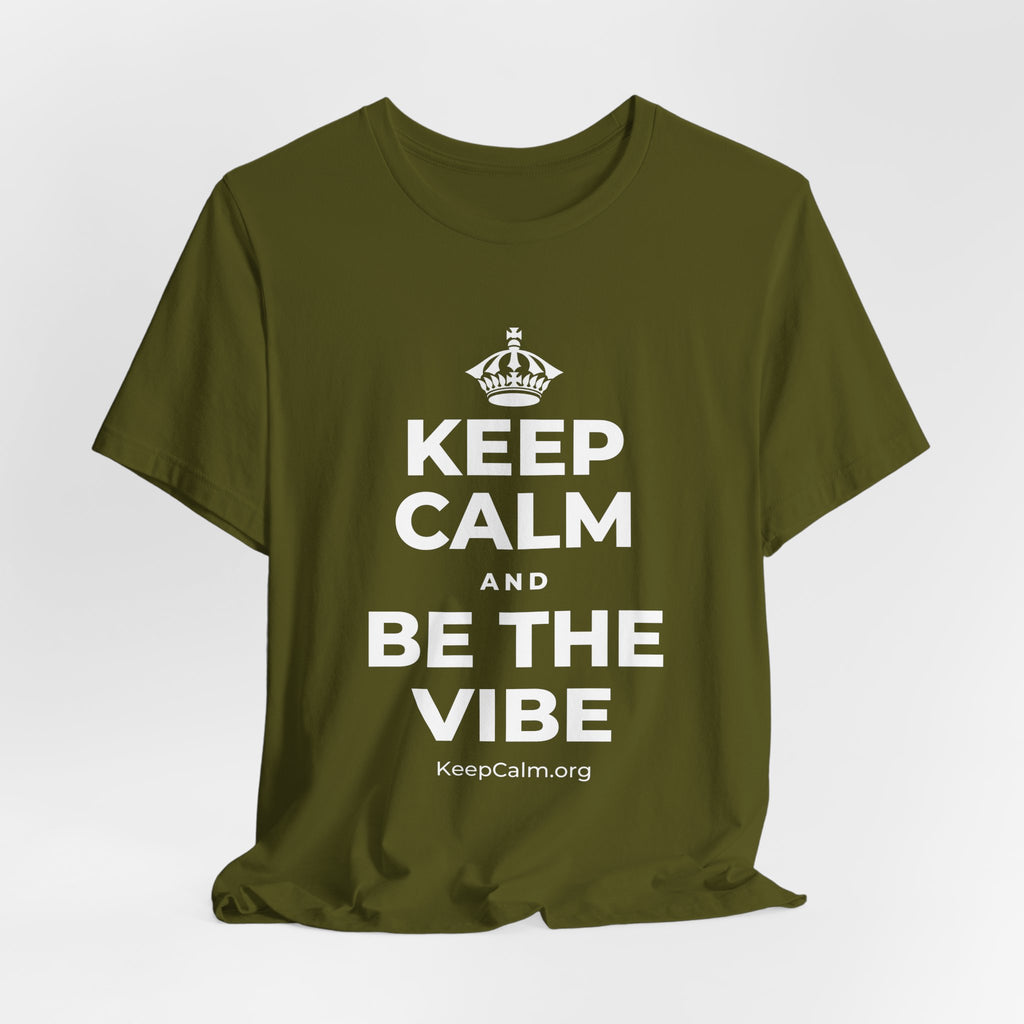 KEEP CALM AND BE THE VIBE T-Shirt (Baby Blue–Silver)