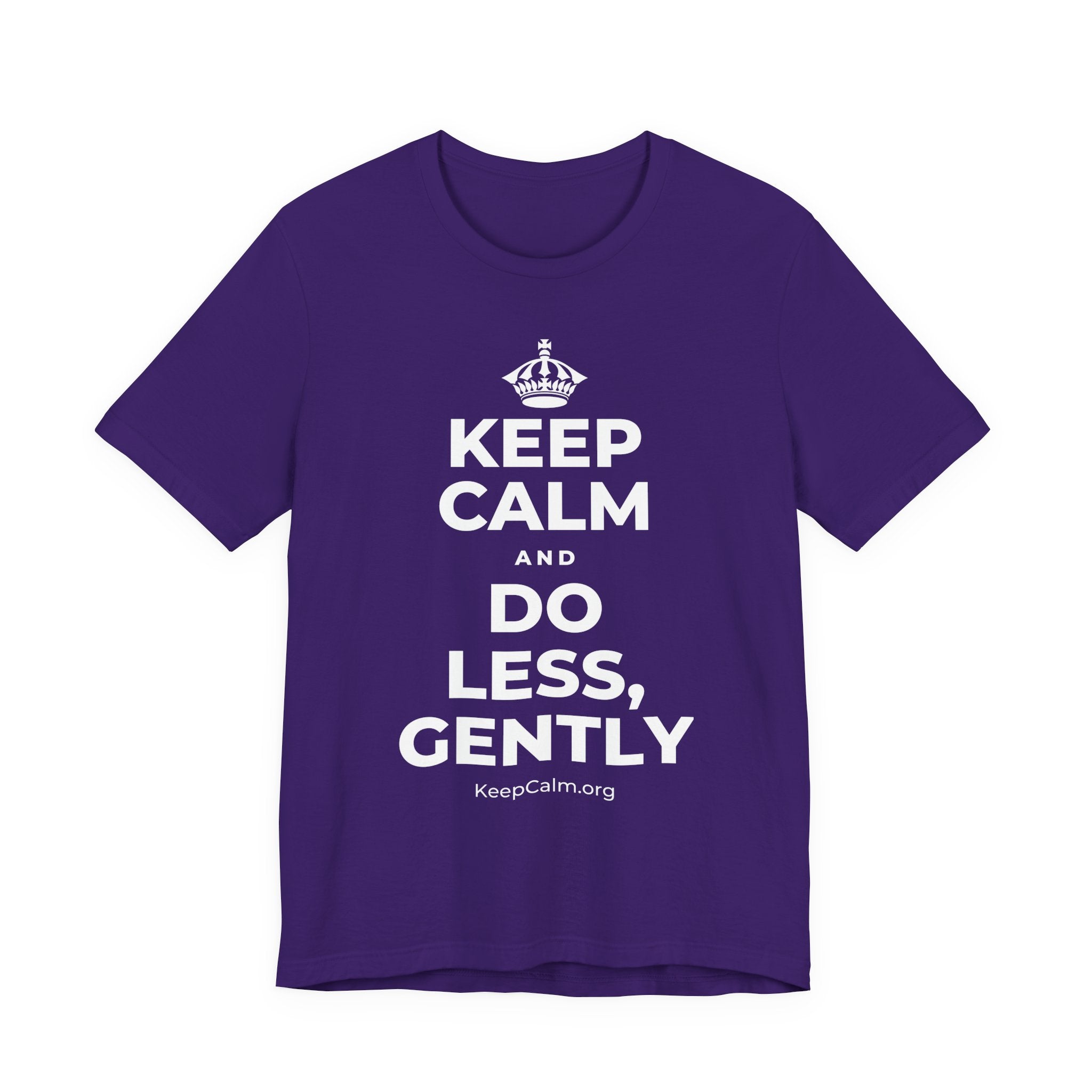 KEEP CALM AND DO LESS, GENTLY T-Shirt (Soft Cream–Heather Mauve)