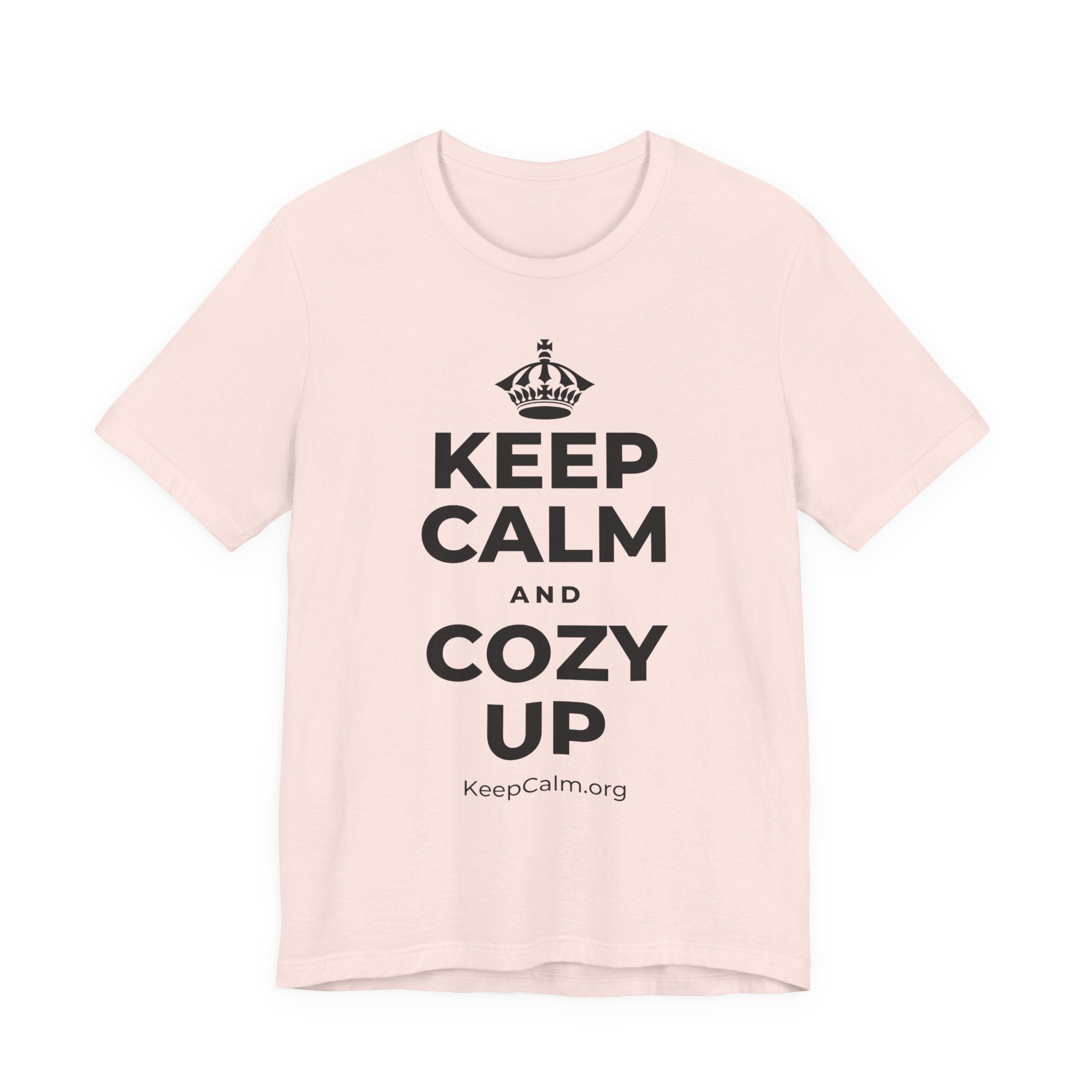 KEEP CALM AND COZY UP T-Shirt (Soft Cream–Heather Mauve)