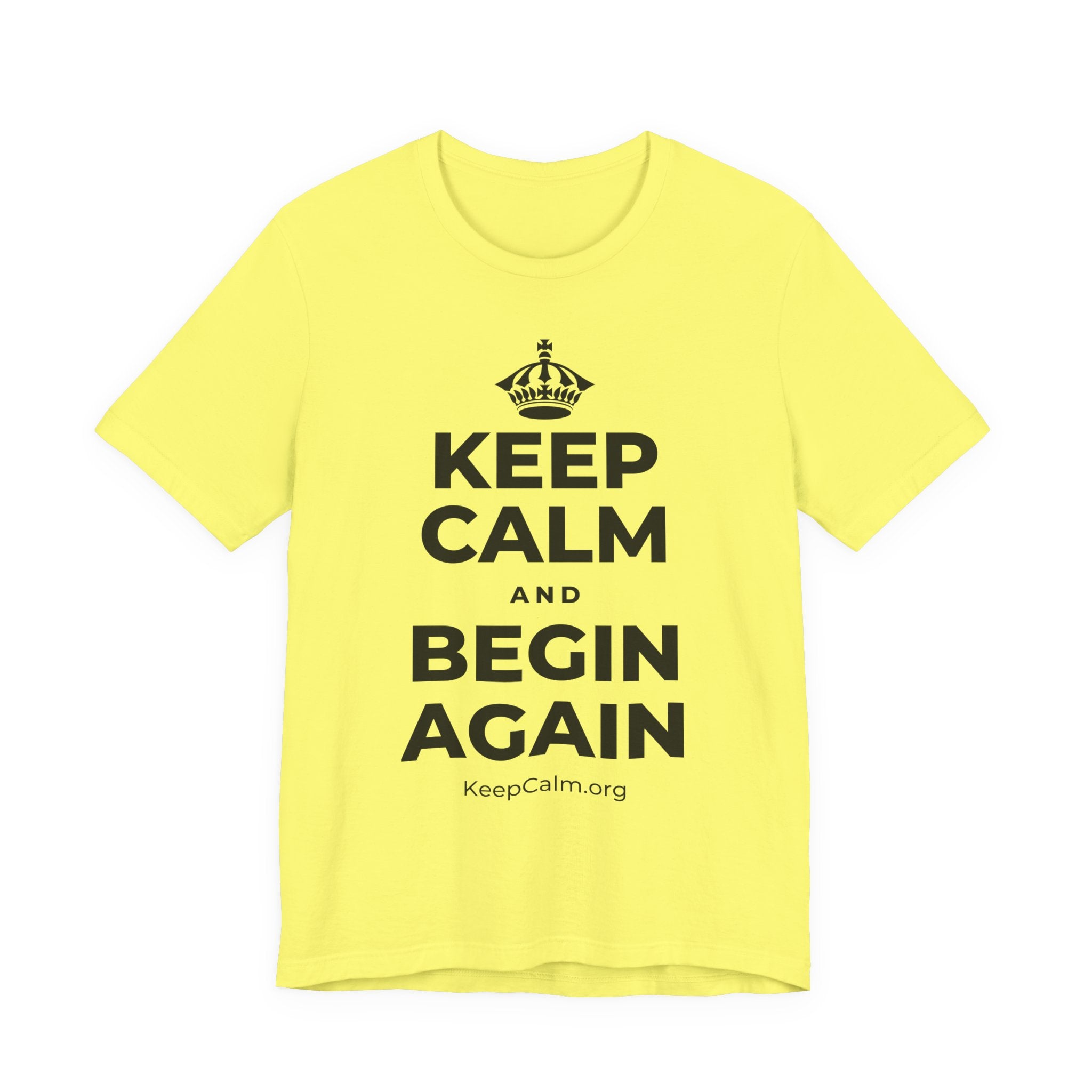 KEEP CALM AND BEGIN AGAIN T-Shirt (Soft Cream–Heather Mauve)