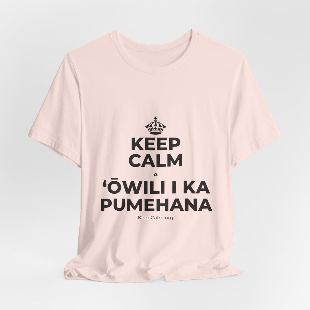 KEEP CALM A ʻŌWILI I KA PUMEHANA T-Shirt (Soft Cream–Heather Mauve)