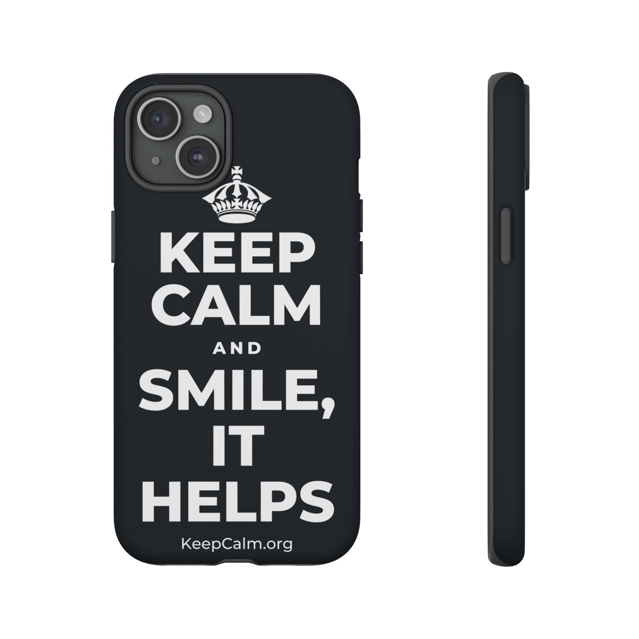 KEEP CALM AND SMILE, IT HELPS Phone Case (Dark)