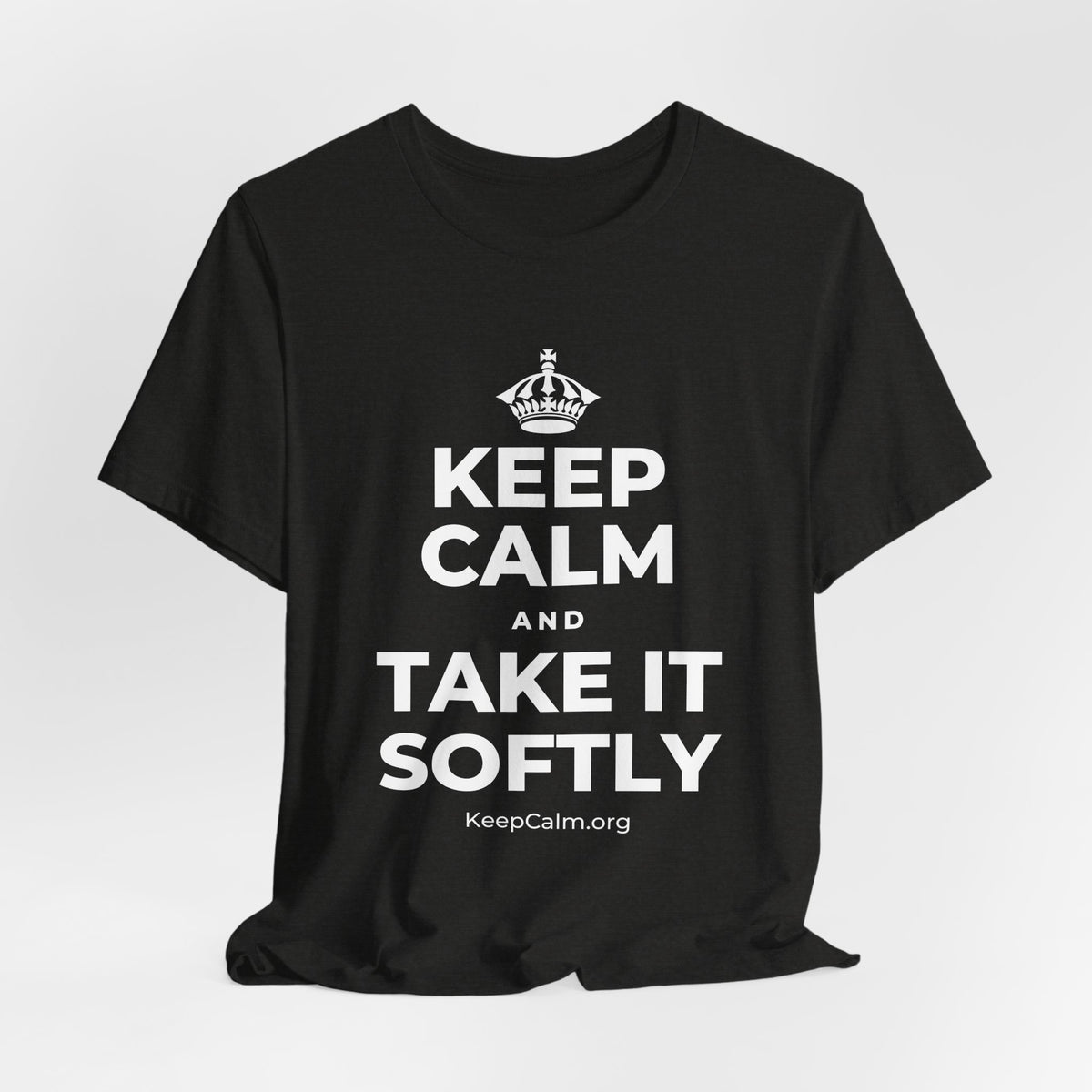 KEEP CALM AND TAKE IT SOFTLY T-Shirt (Soft Cream–Heather Mauve)