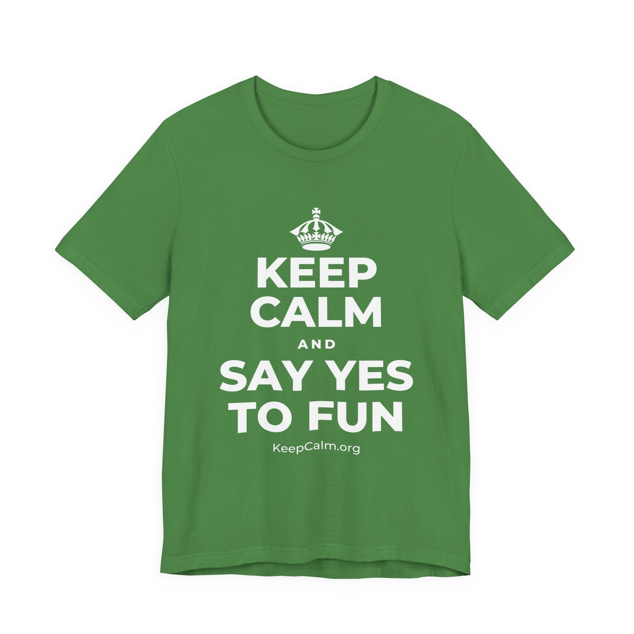 KEEP CALM AND SAY YES TO FUN T-Shirt (Baby Blue–Silver)