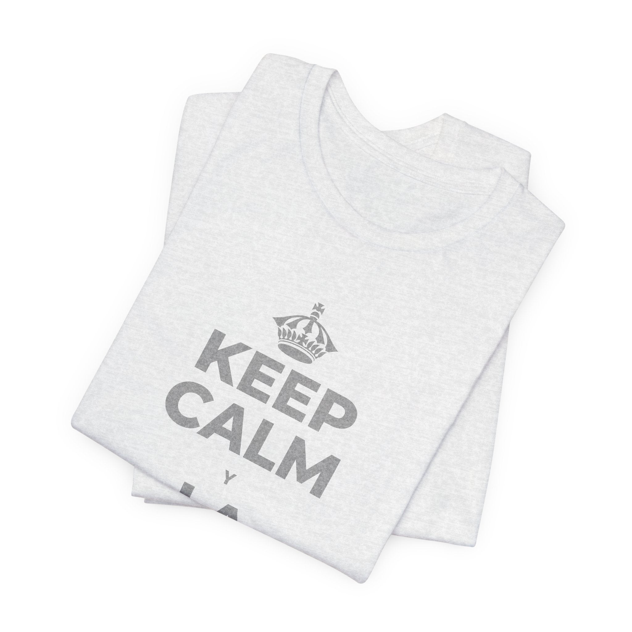 KEEP CALM Y LA FRENTE EN ALTO T-Shirt (Soft Cream–Heather Mauve)