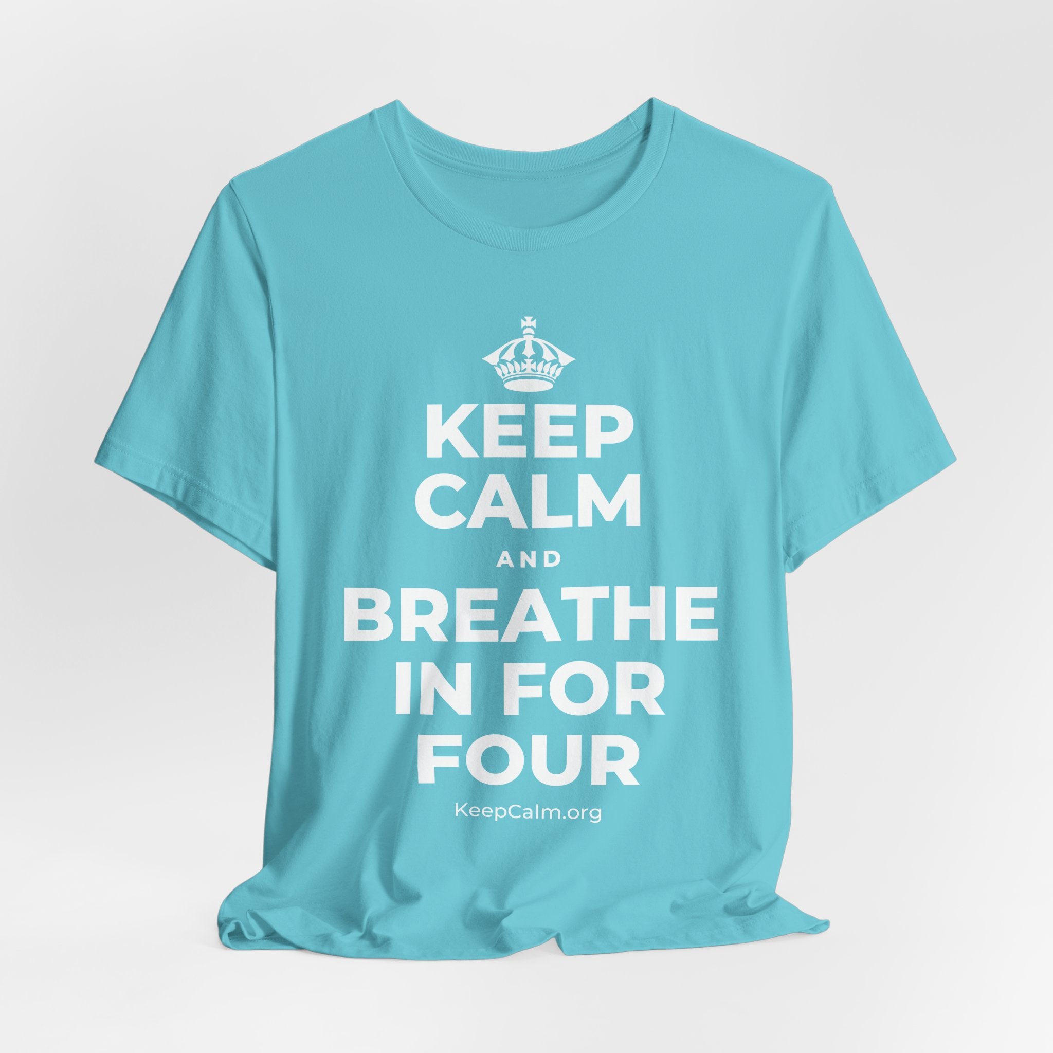 KEEP CALM AND BREATHE IN FOR FOUR T-Shirt (Soft Cream–Heather Mauve)