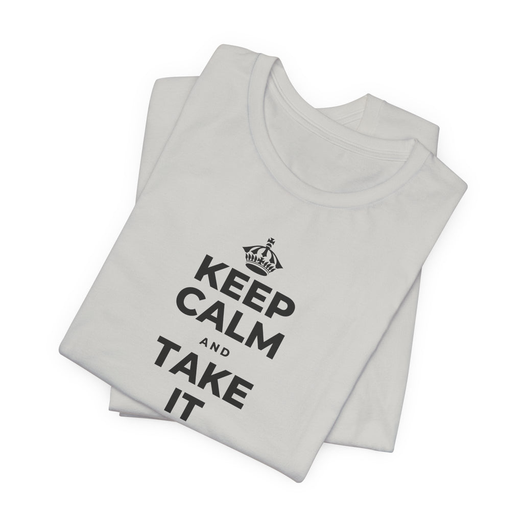 KEEP CALM AND TAKE IT ONE DAY AT A TIME T-Shirt (Baby Blue–Silver)