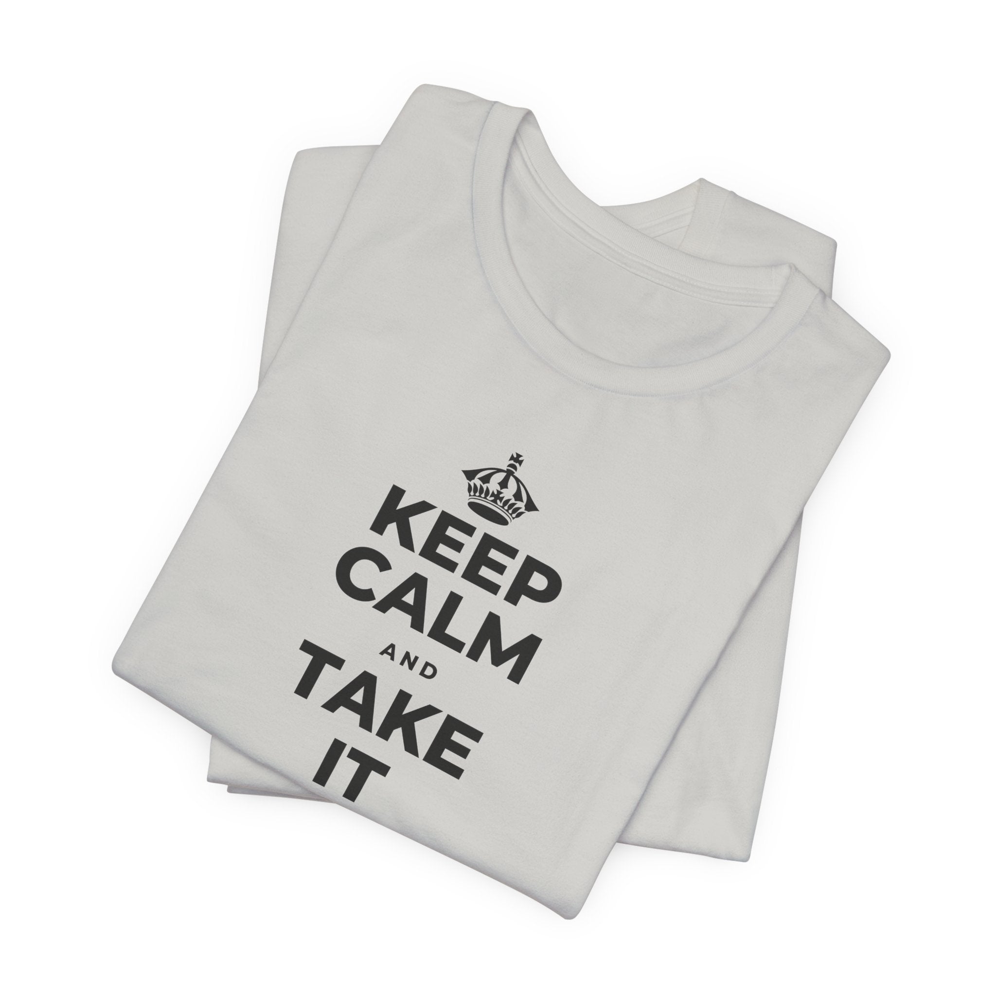 KEEP CALM AND TAKE IT ONE DAY AT A TIME T-Shirt (Baby Blue–Silver)