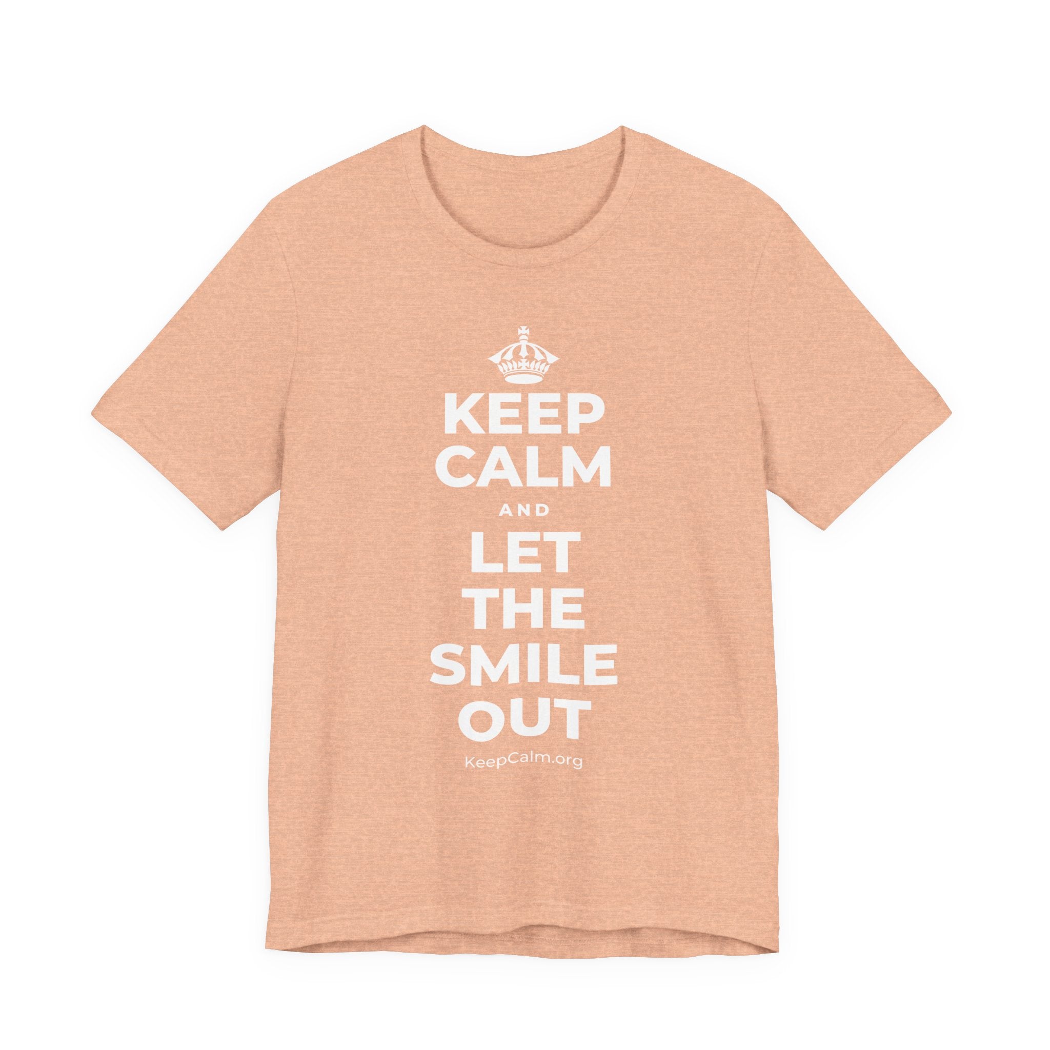 KEEP CALM AND LET THE SMILE OUT T-Shirt (Soft Cream–Heather Mauve)