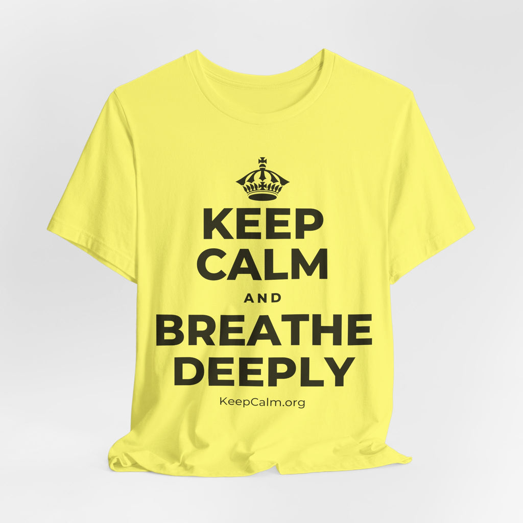 KEEP CALM AND BREATHE DEEPLY T-Shirt (Soft Cream–Heather Mauve)