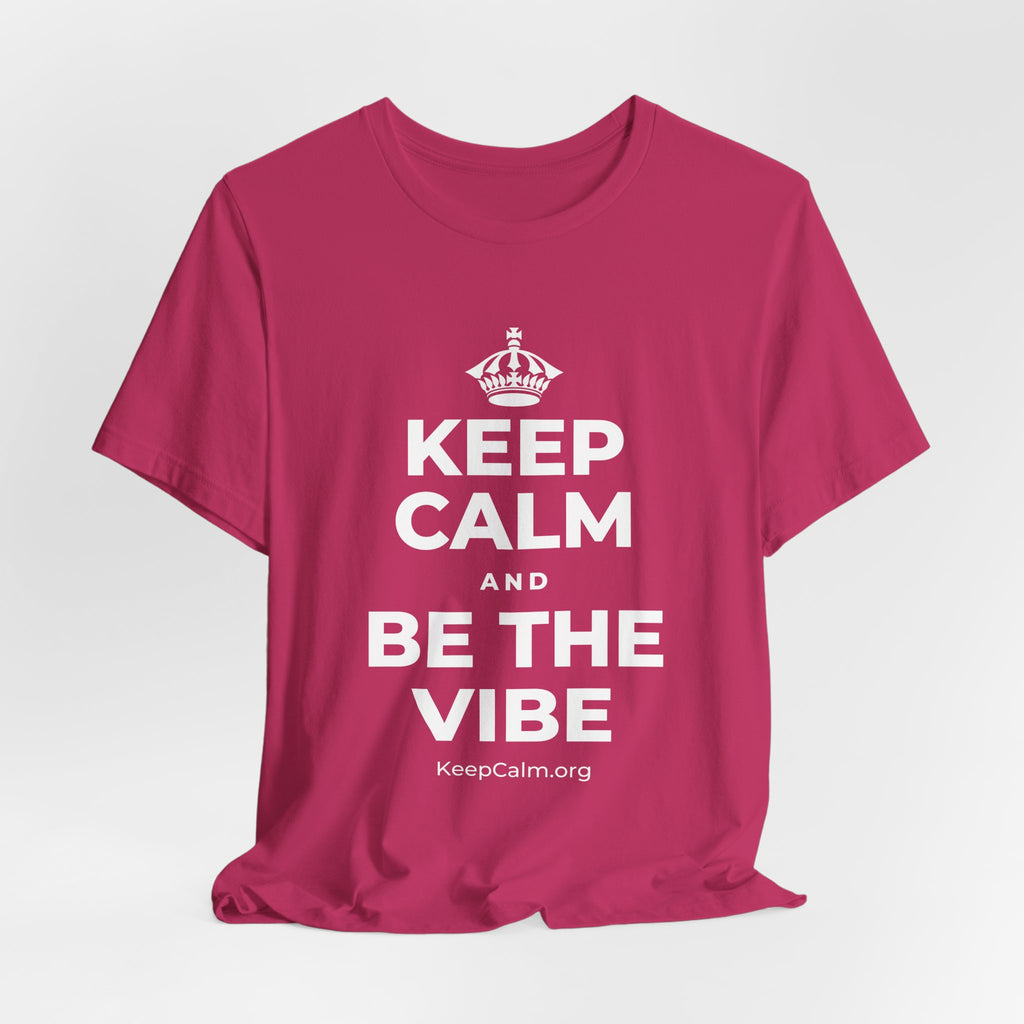KEEP CALM AND BE THE VIBE T-Shirt (Baby Blue–Silver)