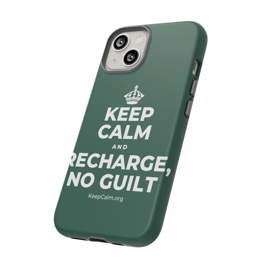 KEEP CALM AND RECHARGE, NO GUILT Phone Case