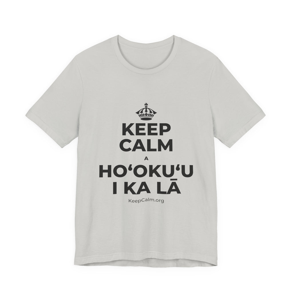 KEEP CALM A HOʻOKUʻU I KA LĀ T-Shirt (Baby Blue–Silver)