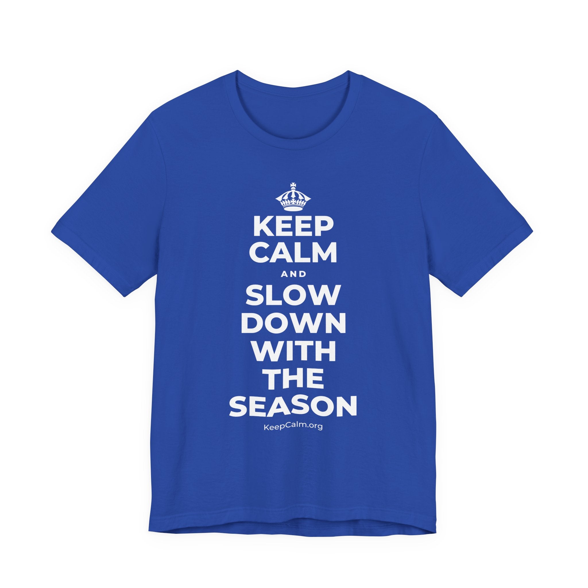 KEEP CALM AND SLOW DOWN WITH THE SEASON T-Shirt (Soft Cream–Heather Mauve)