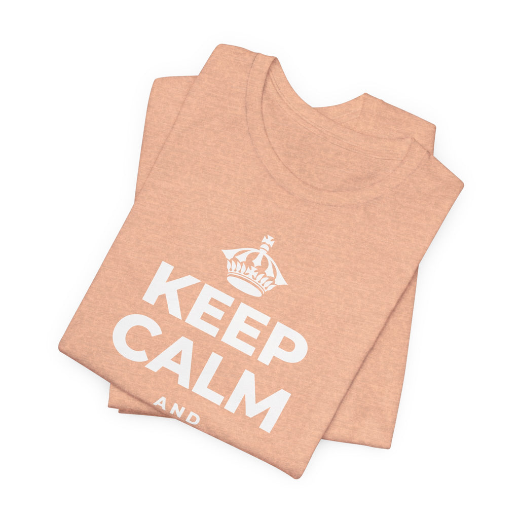 KEEP CALM AND வார இறுதிக்குள் மெதுவாக இறங்குங்கள் T-Shirt (Soft Cream–Heather Mauve)