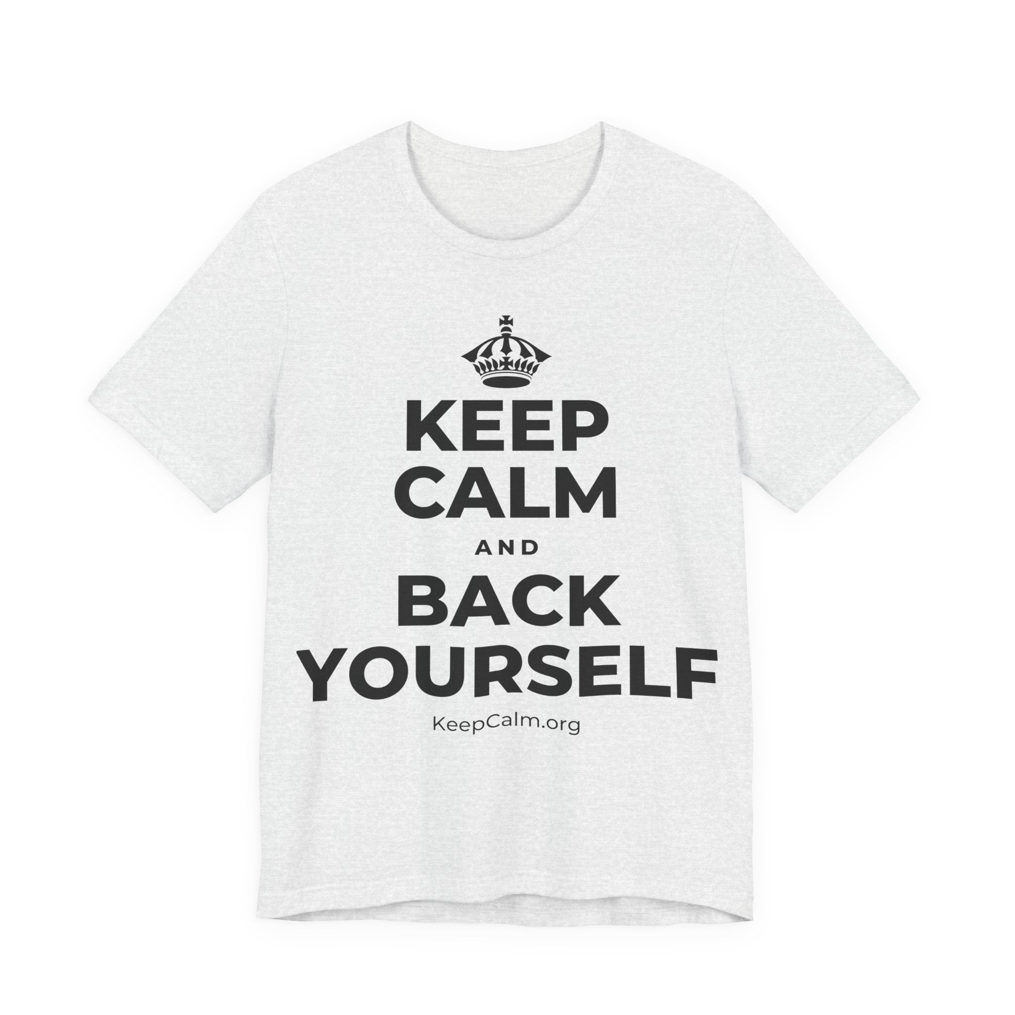 KEEP CALM AND BACK YOURSELF T-Shirt (Soft Cream–Heather Mauve)
