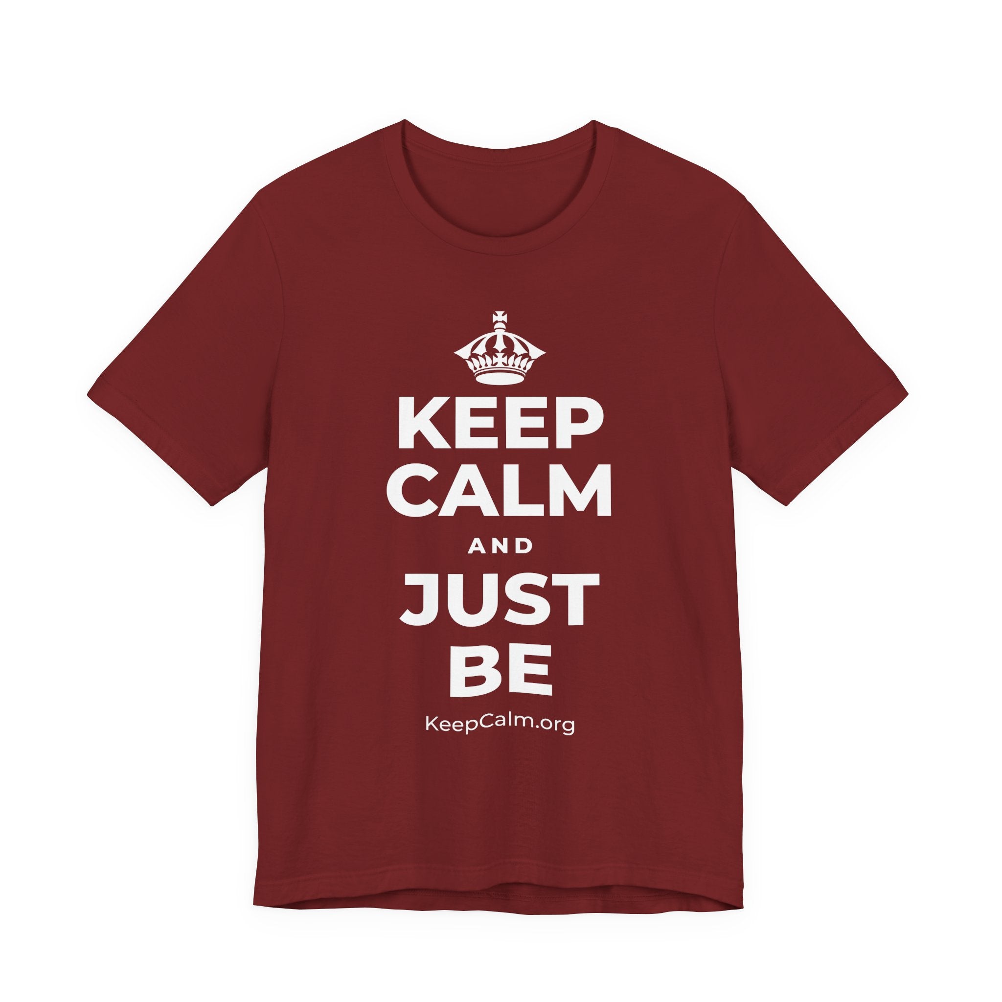 KEEP CALM AND JUST BE T-Shirt (Baby Blue–Silver)