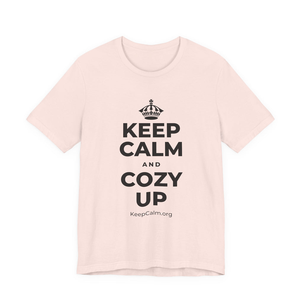 KEEP CALM AND COZY UP T-Shirt (Soft Cream–Heather Mauve)