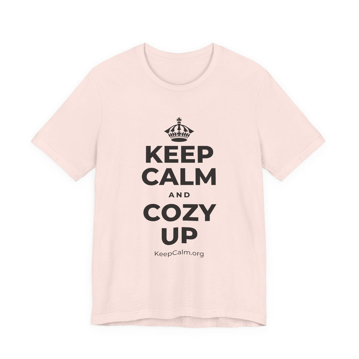 KEEP CALM AND COZY UP T-Shirt (Soft Cream–Heather Mauve)