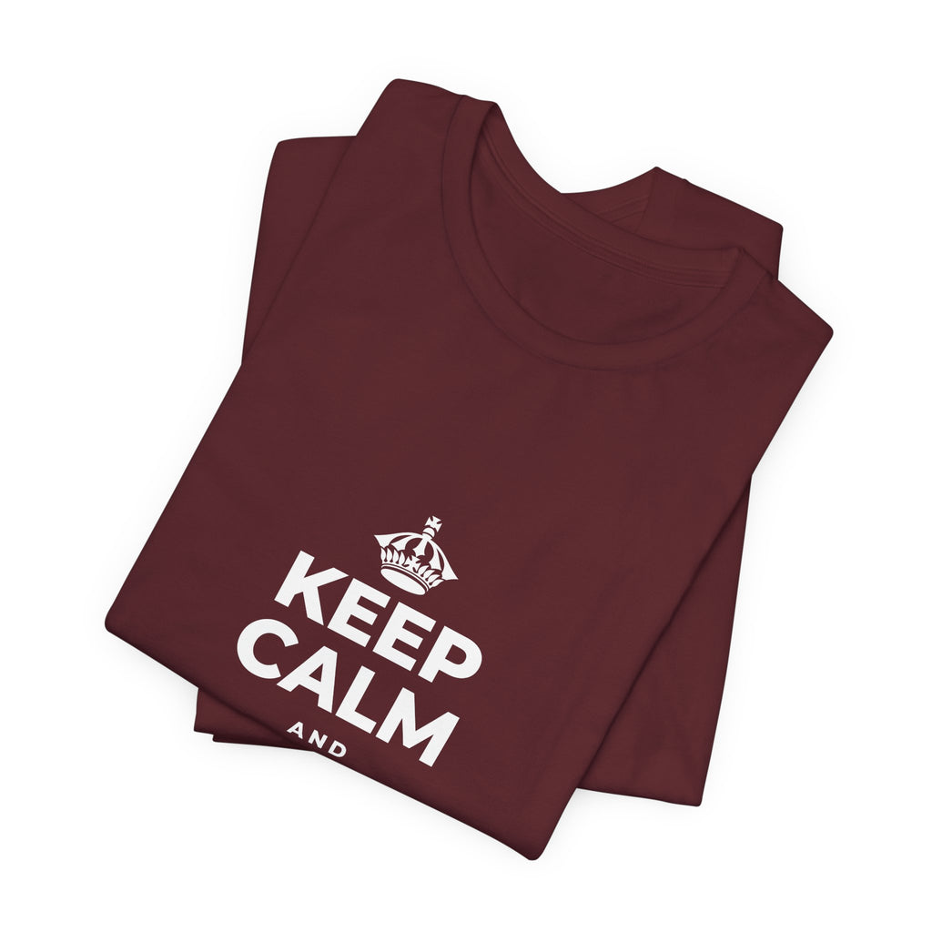 KEEP CALM AND CHASE GREATNESS T-Shirt (Baby Blue–Silver)