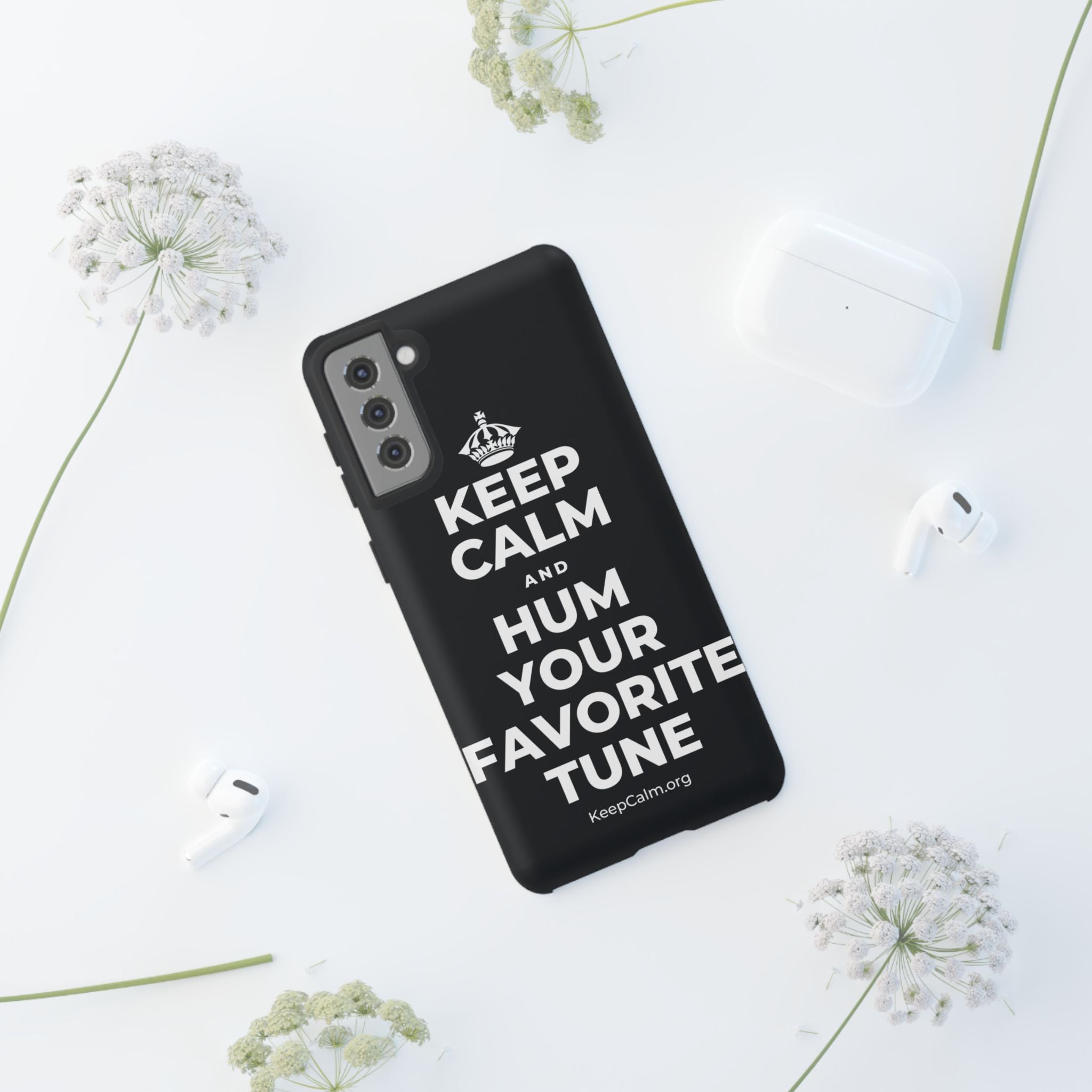 KEEP CALM AND HUM YOUR FAVORITE TUNE Phone Case (Dark)