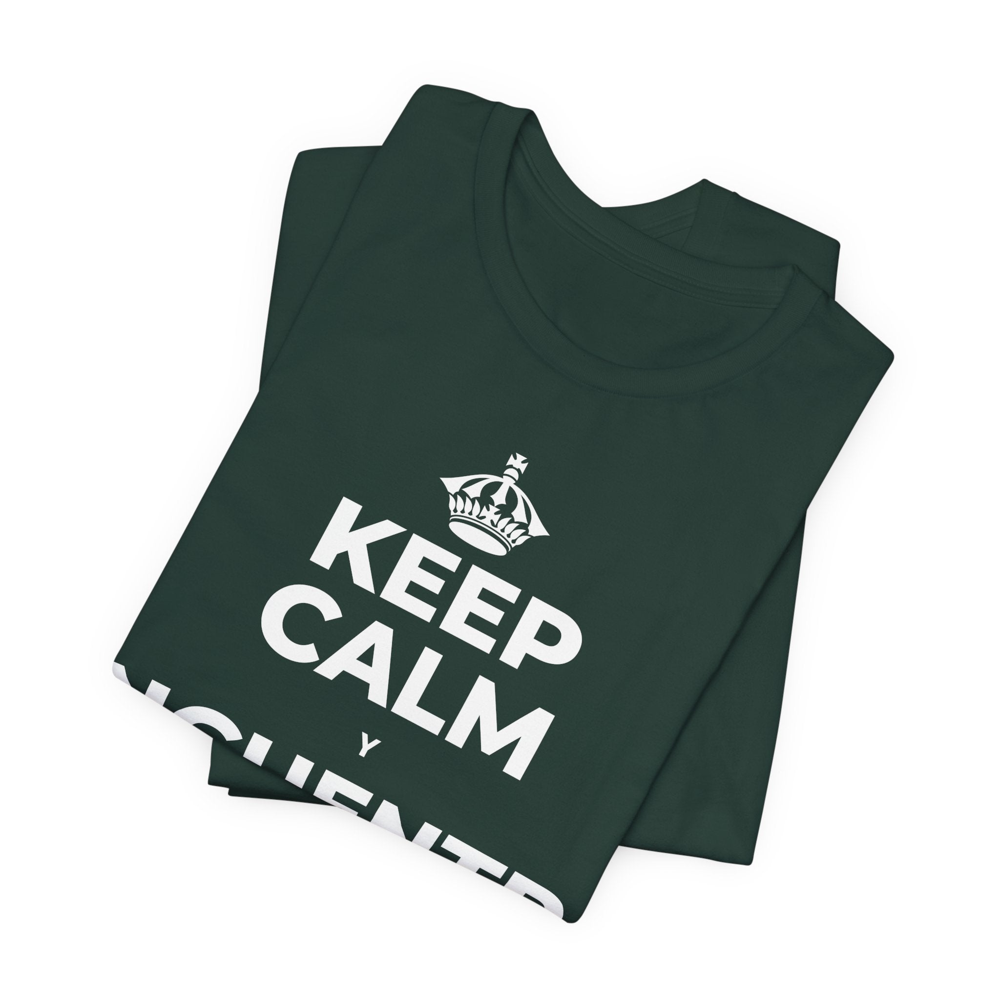 KEEP CALM Y ENCUENTRA TU CENTRO T-Shirt (White–Asphalt)