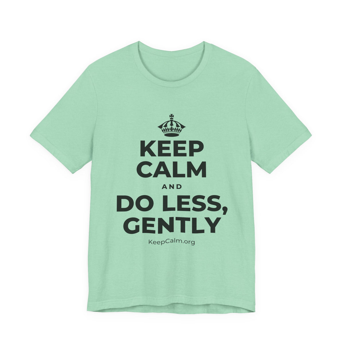 KEEP CALM AND DO LESS, GENTLY T-Shirt (Baby Blue–Silver)