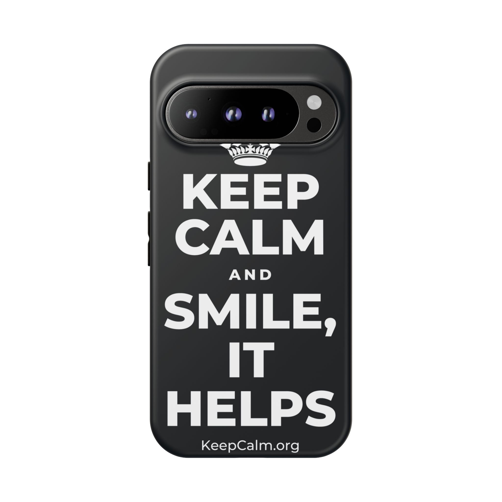 KEEP CALM AND SMILE, IT HELPS Phone Case (Dark)
