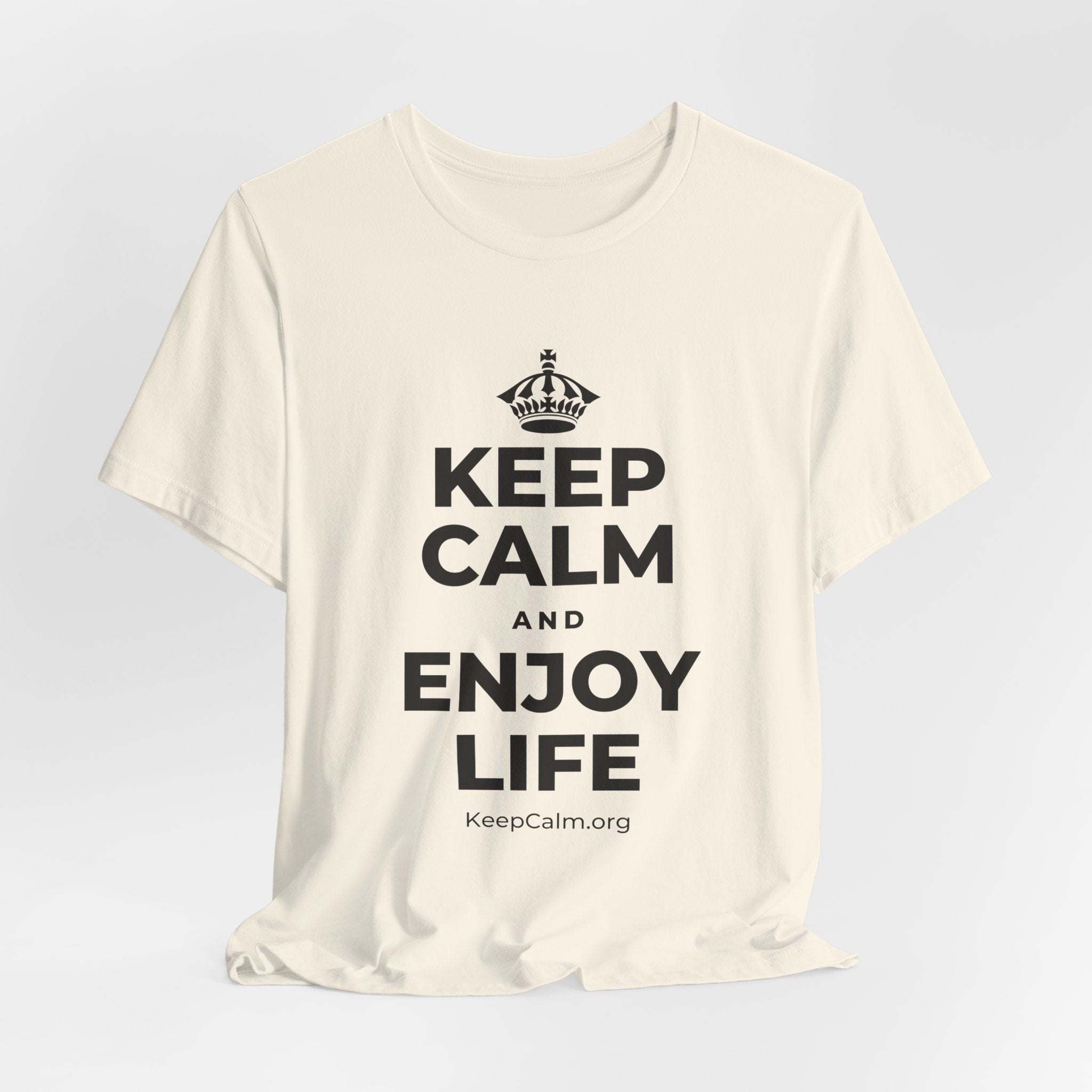 KEEP CALM AND ENJOY LIFE T-Shirt (White–Asphalt)