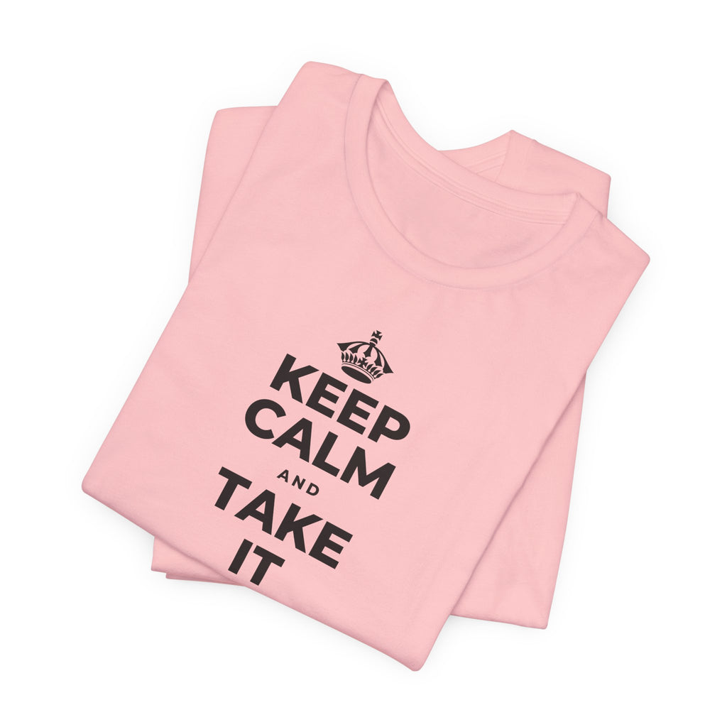 KEEP CALM AND TAKE IT ONE DAY AT A TIME T-Shirt (White–Asphalt)