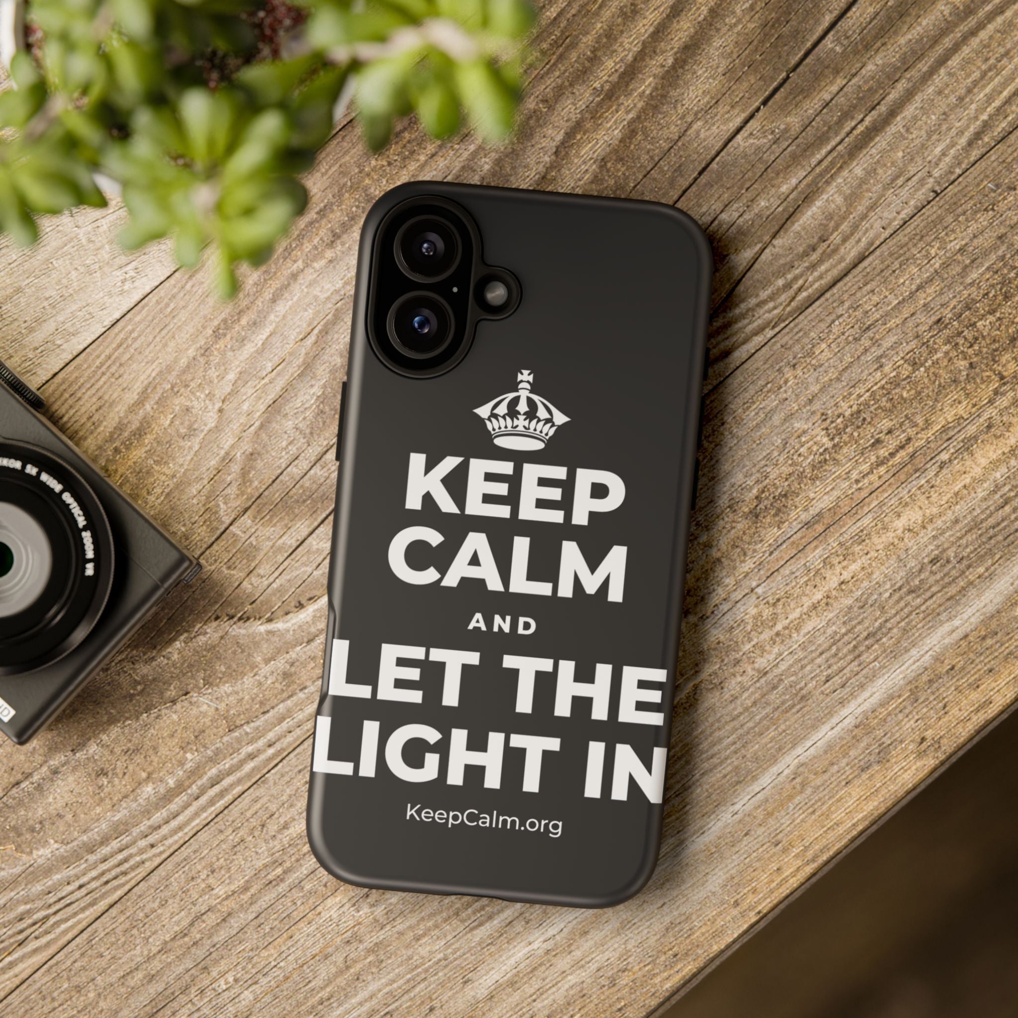 KEEP CALM AND LET THE LIGHT IN Phone Case (Dark)