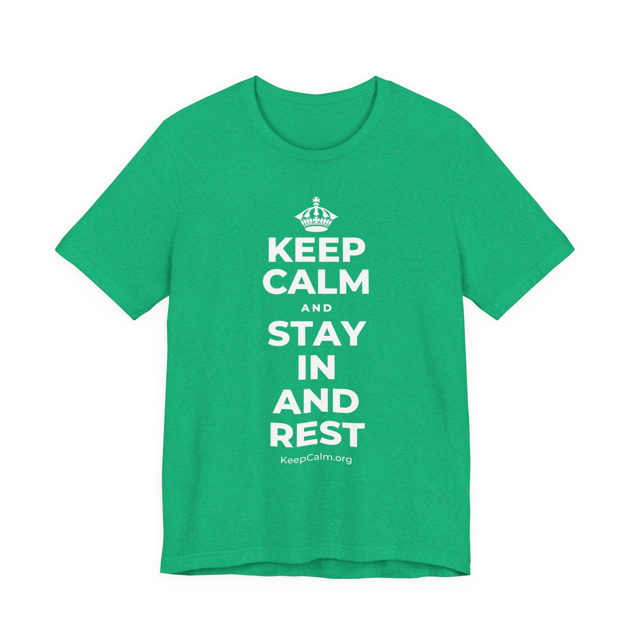 KEEP CALM AND STAY IN AND REST T-Shirt (Baby Blue–Silver)