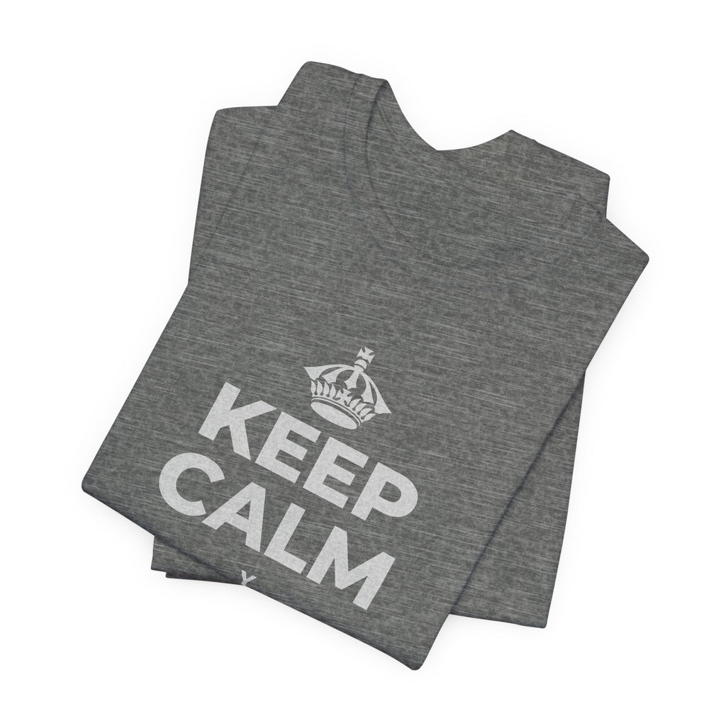 KEEP CALM Y ELIGE LA ALEGRÍA T-Shirt (Baby Blue–Silver)