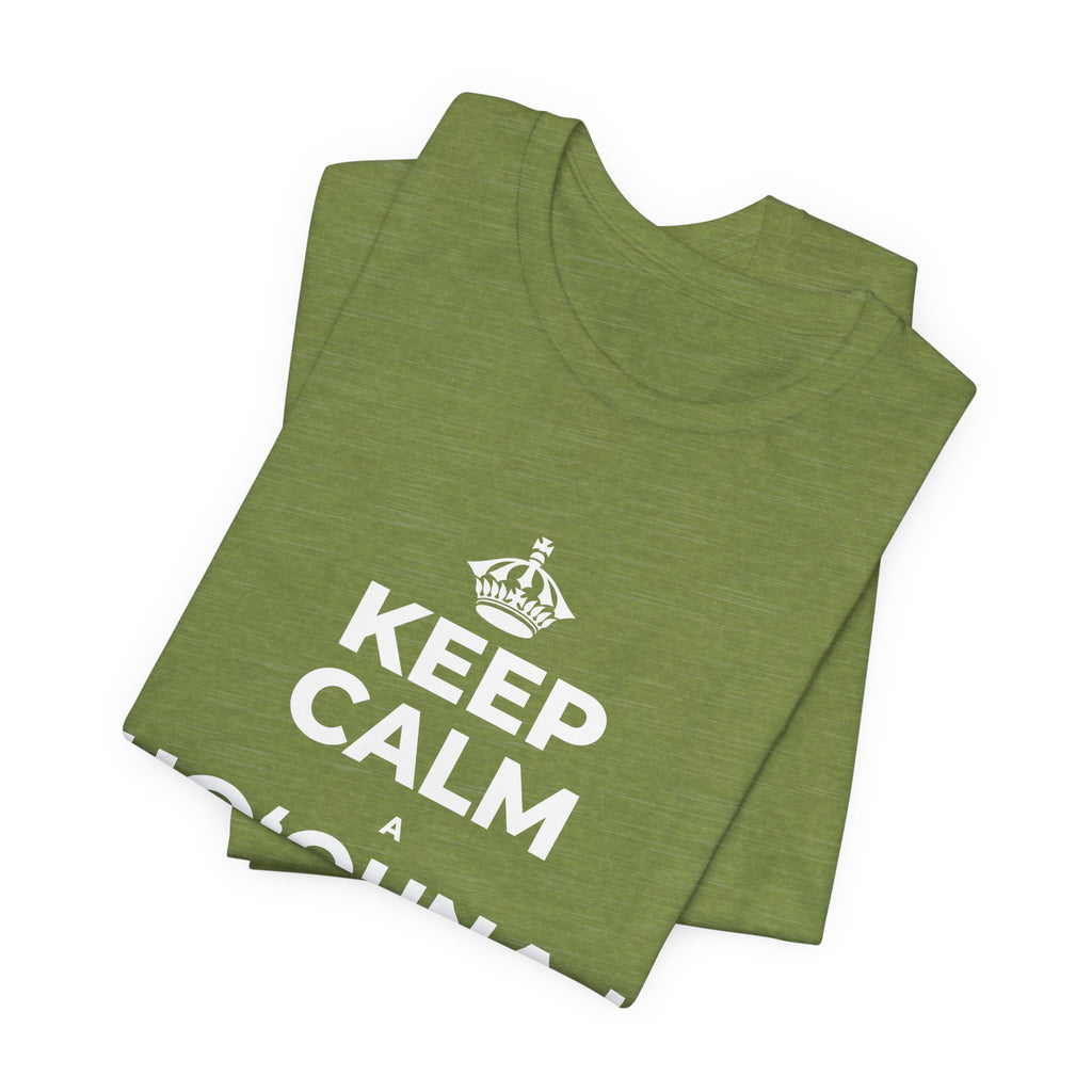 KEEP CALM A HOʻOUNA I KE ALOHA I WAHO T-Shirt (Baby Blue–Silver)