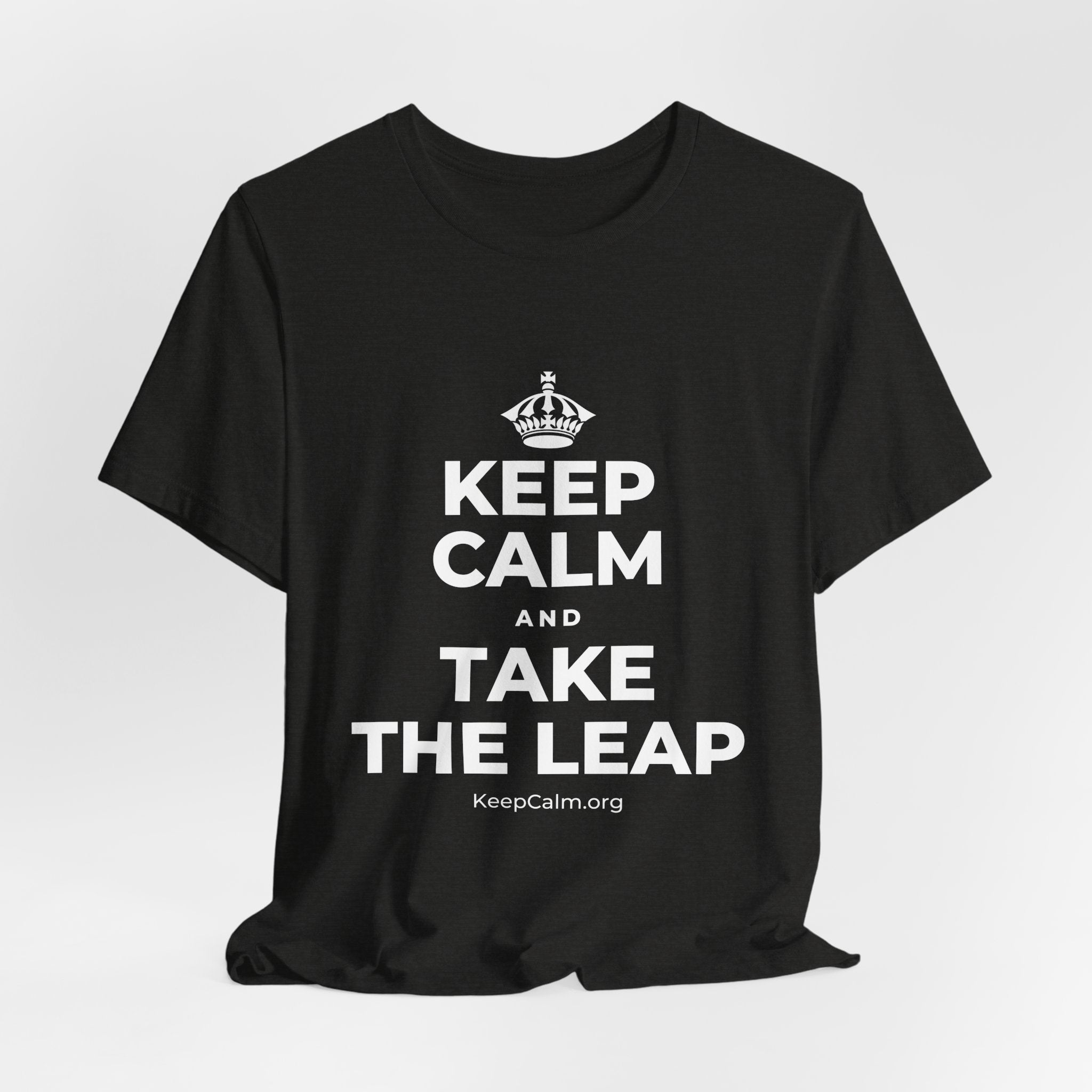 KEEP CALM AND TAKE THE LEAP T-Shirt (Soft Cream–Heather Mauve)