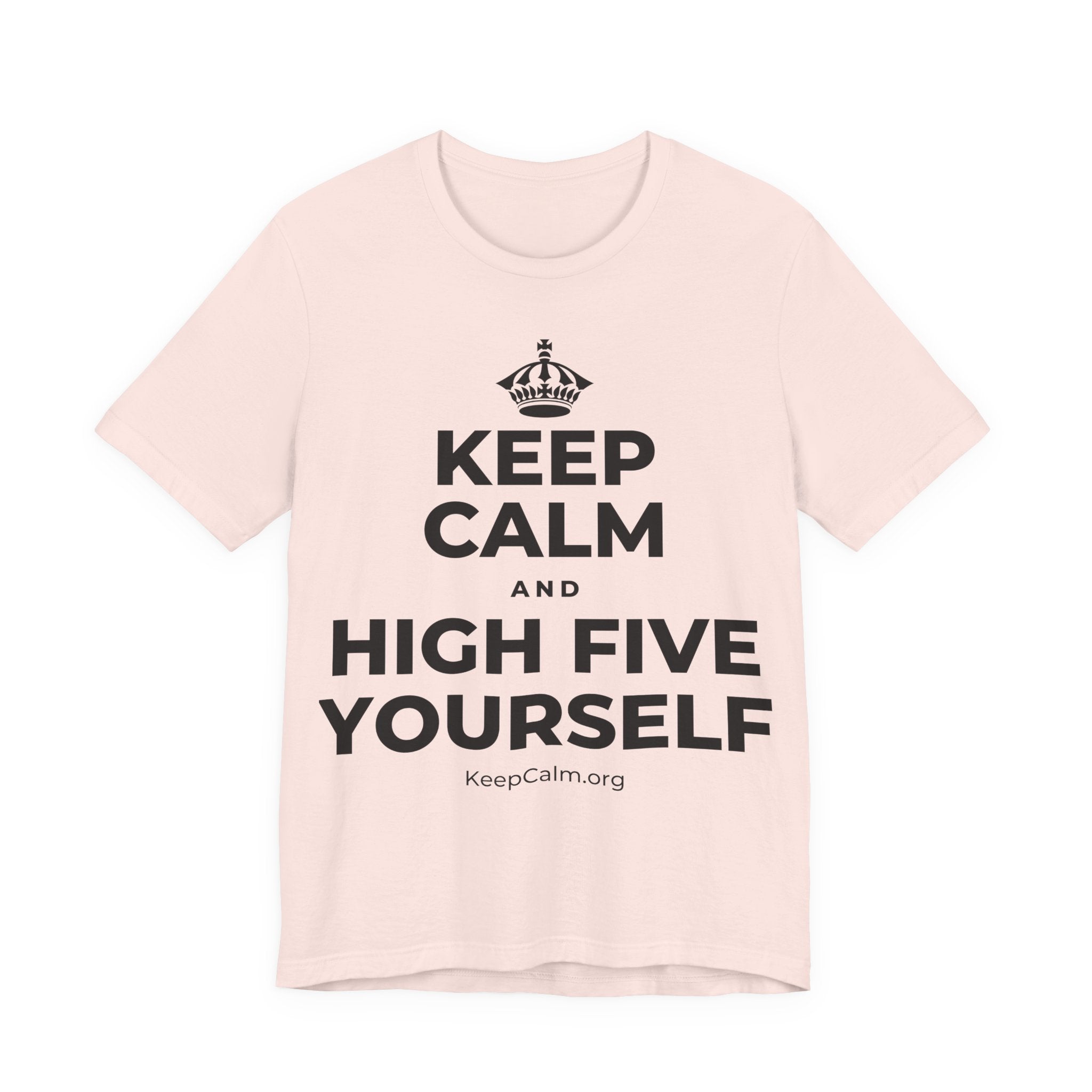 KEEP CALM AND HIGH FIVE YOURSELF T-Shirt (Soft Cream–Heather Mauve)